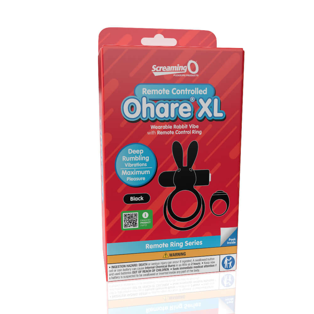 Screaming O Remote Controlled Ohare XL Vibrating Ring - Black Product Packaging