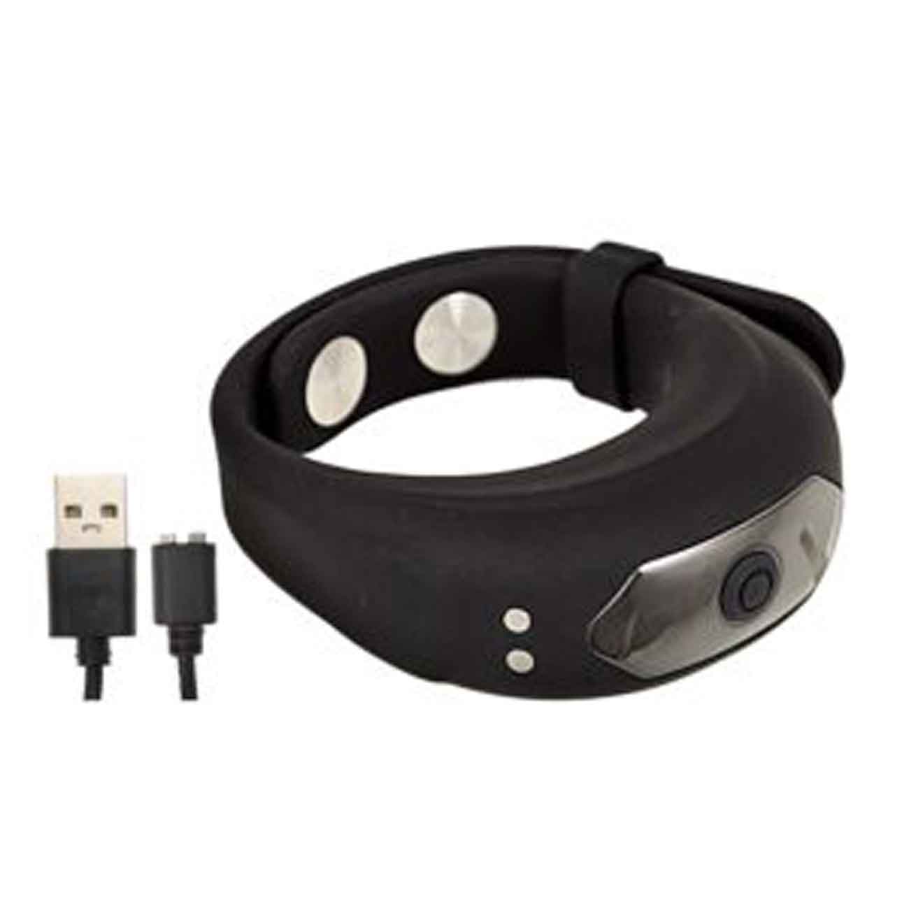 Adjustable black silicone belt ring with USB rechargeable feature for enhanced pleasure and performance