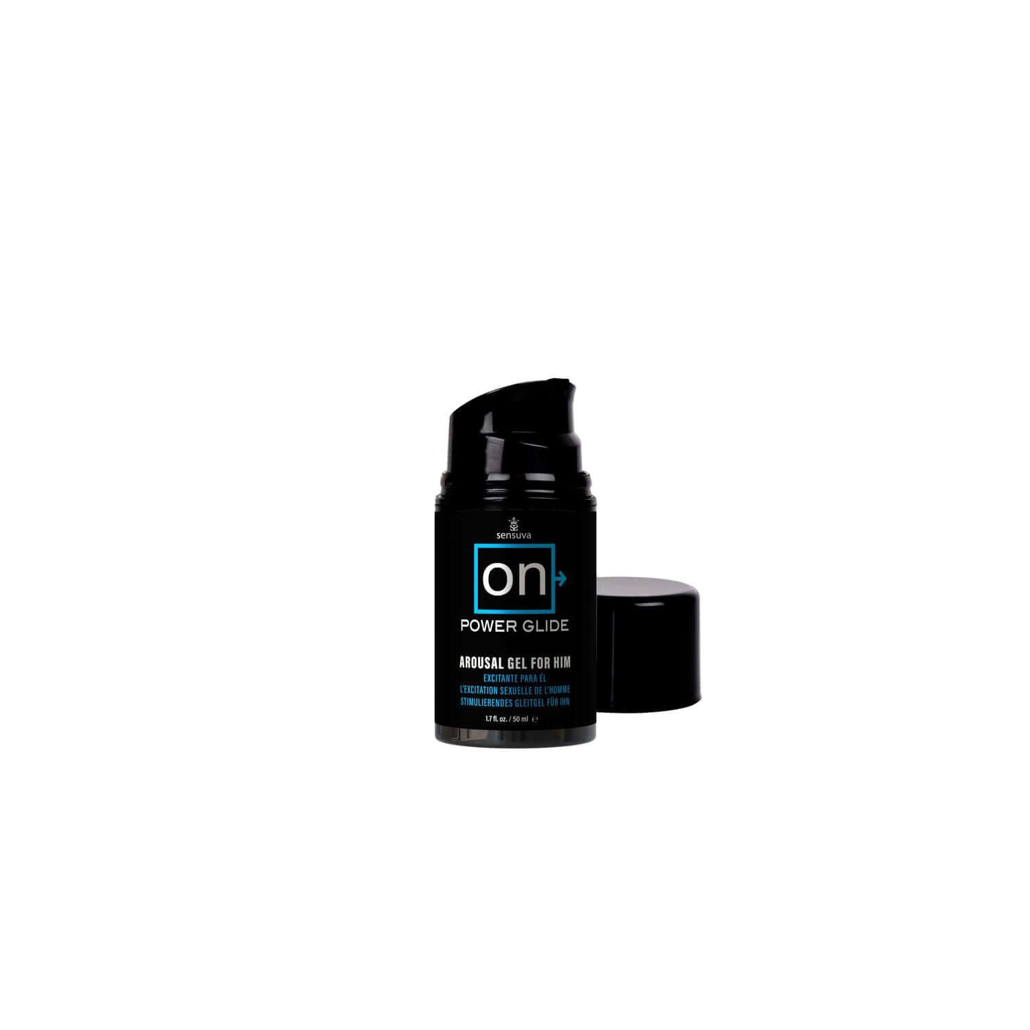 On Power Glide for Him 1.7oz fast-acting gel bottle for heightened sensation and increased blood flow.