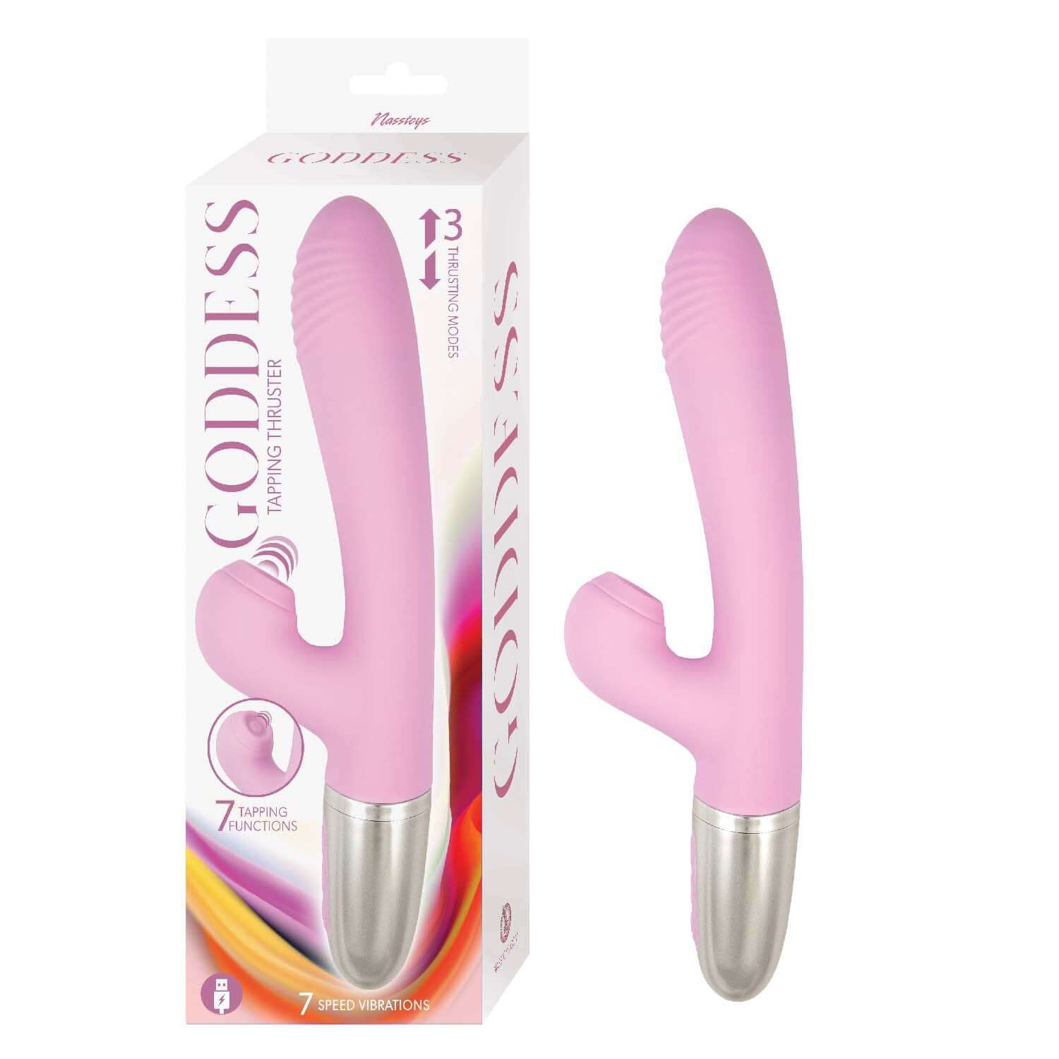 Pink Goddess Tapping Thruster with 7 tapping functions and 3 thrusting modes in packaging.