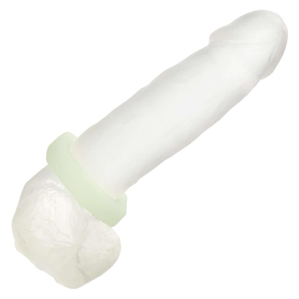 Alpha Glow-in-the-Dark Liquid Silicone Prolong Sexagon Ring - White enhancing sensual enjoyment