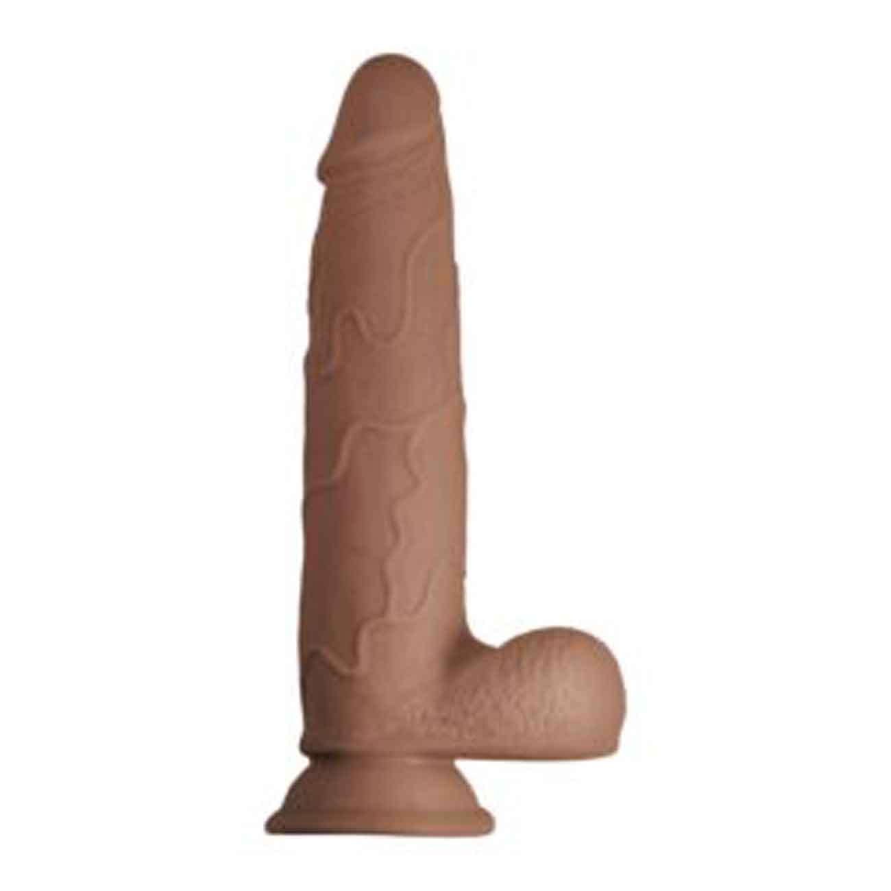 Realcocks Dual Layered Dildo with Veiny Texture and Testicles – Brown