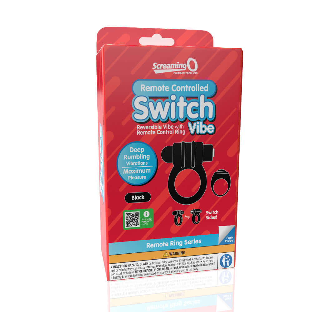 Screaming O Remote Controlled Switch Vibrating Ring Packaging - Black