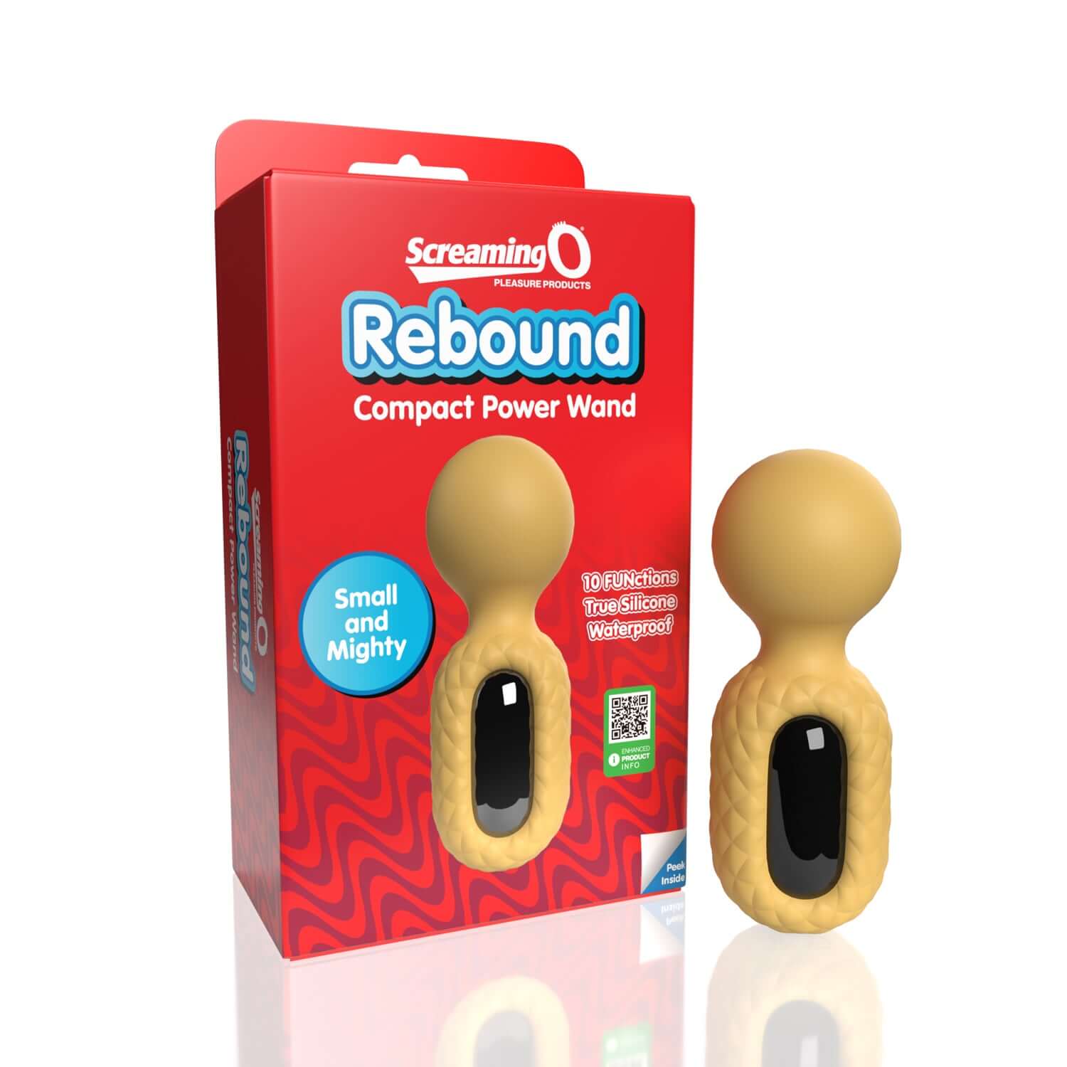 Screaming O Rebound Compact Power Wand in Bumblee Yellow packaging, showcasing a mini vibrating wand design.