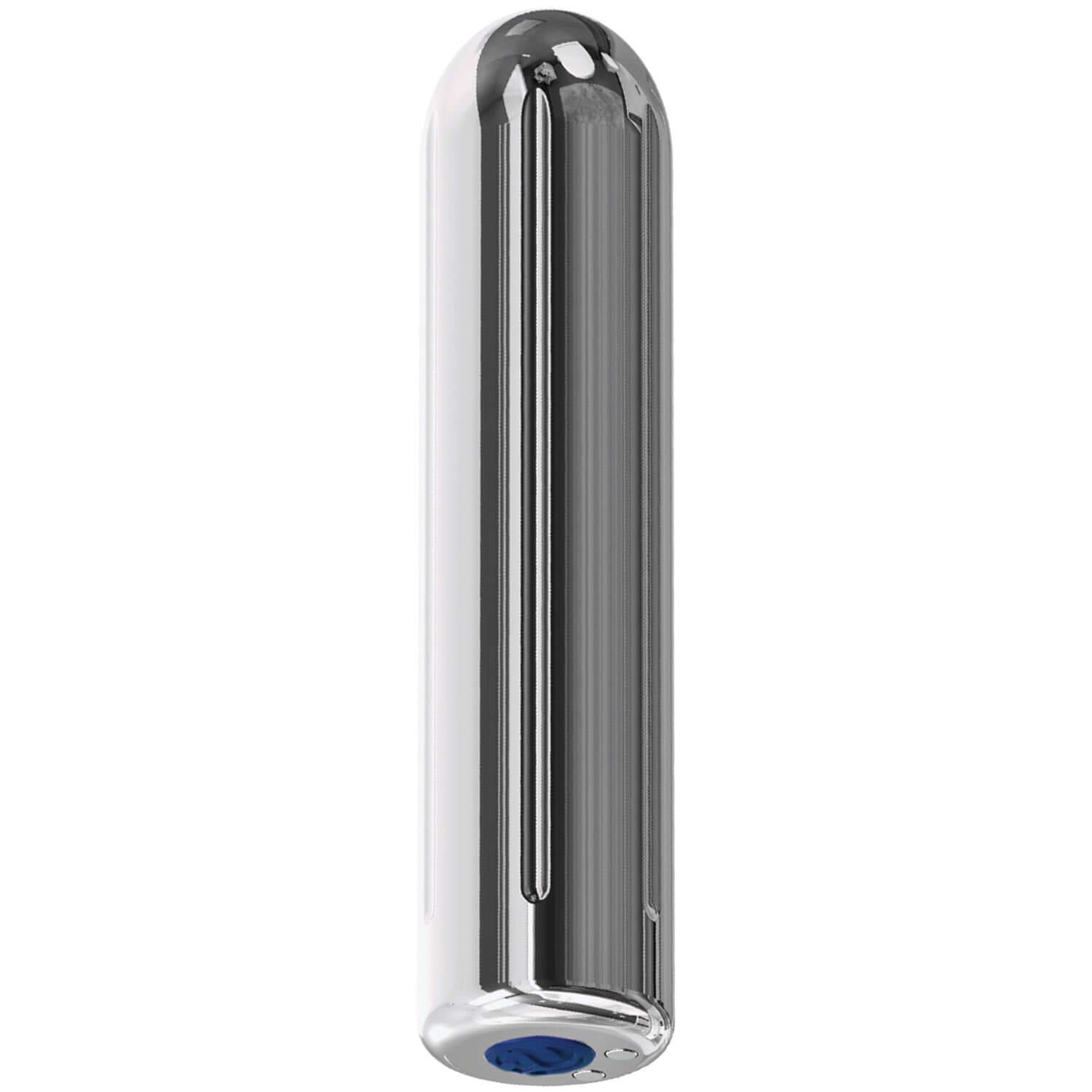 Thrill Me Bullet Massager in silver, compact and powerful, ideal for travel, featuring 9 vibration modes and easy control.