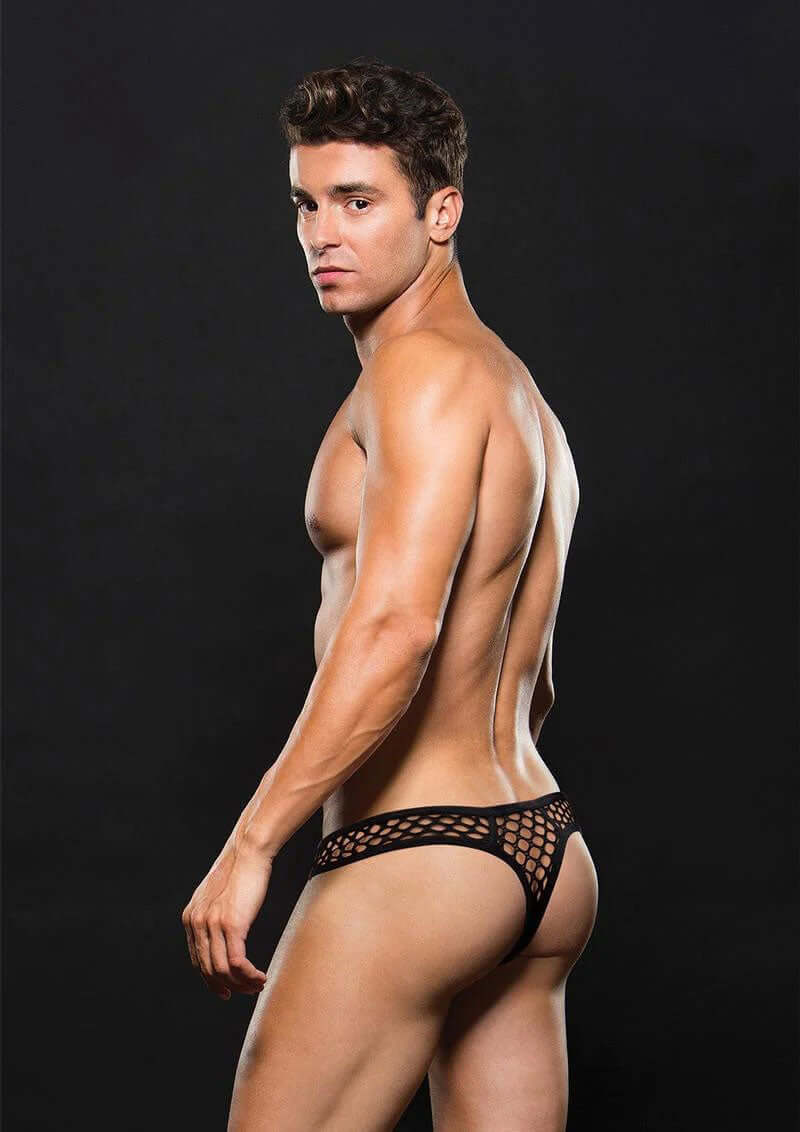 Envy Modern Fishnet Thong - Small/medium - Black-1