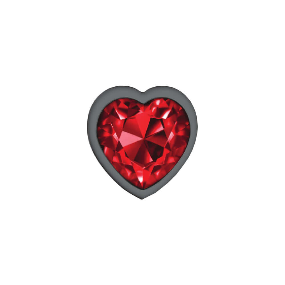 Cheeky Charms-Gunmetal Metal Butt Plug- Heart-Dark Red-Small-2