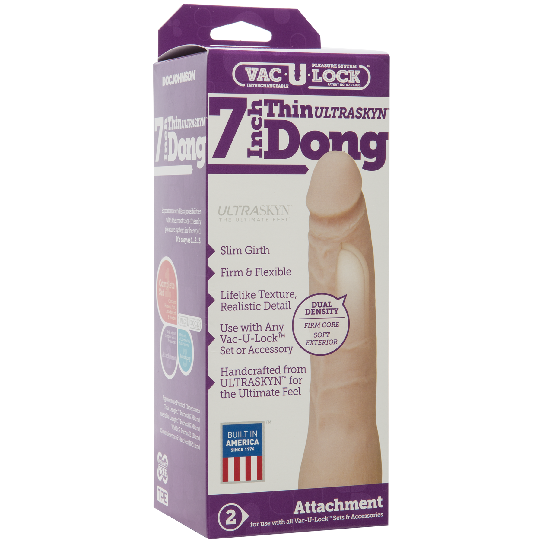 Vac-U-Lock 7-Inch Ultraskyn Thin Dong - Vanilla