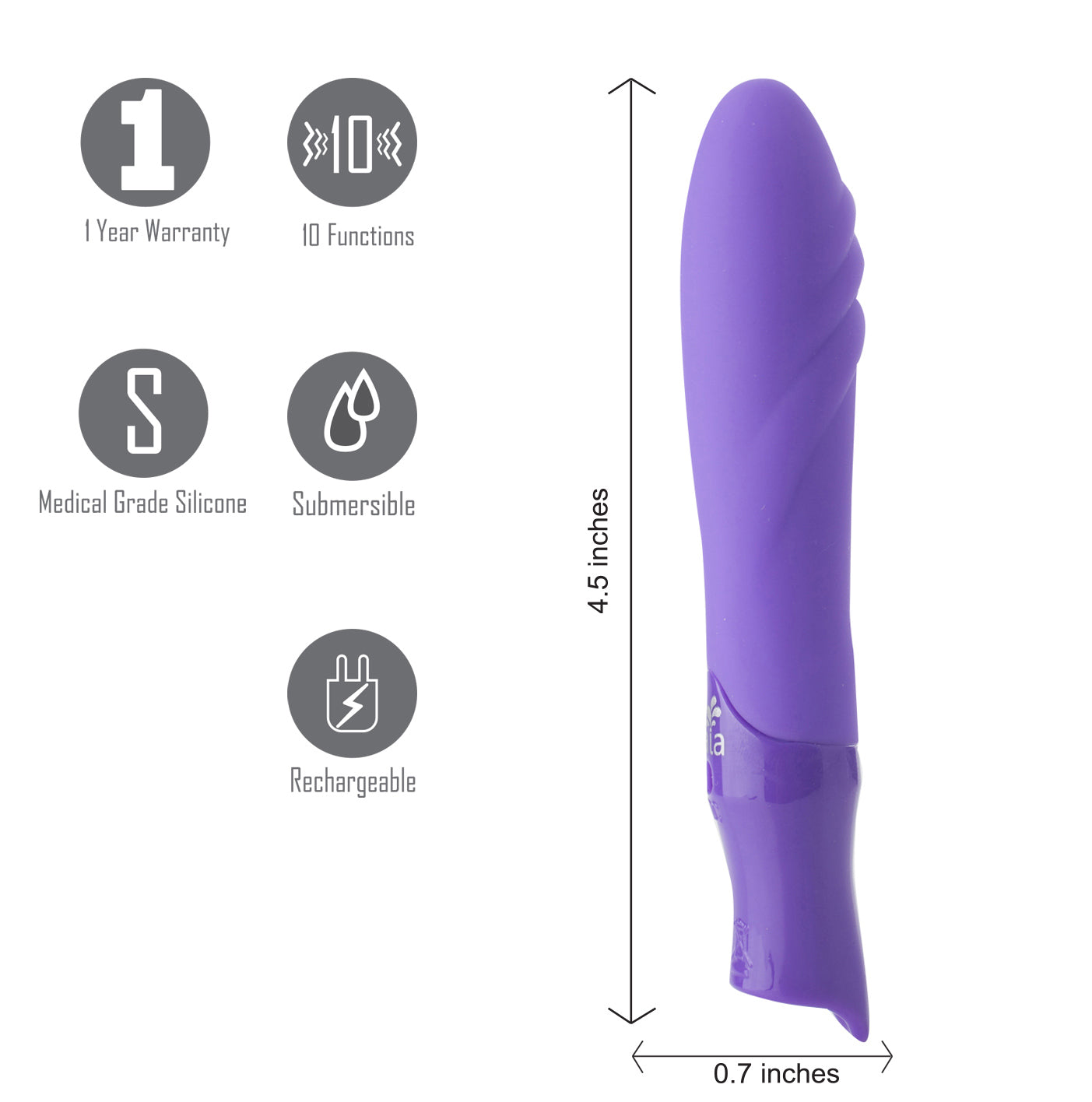 Margo Silicone Textured Bullet Vibrator - Neon  Purple-5