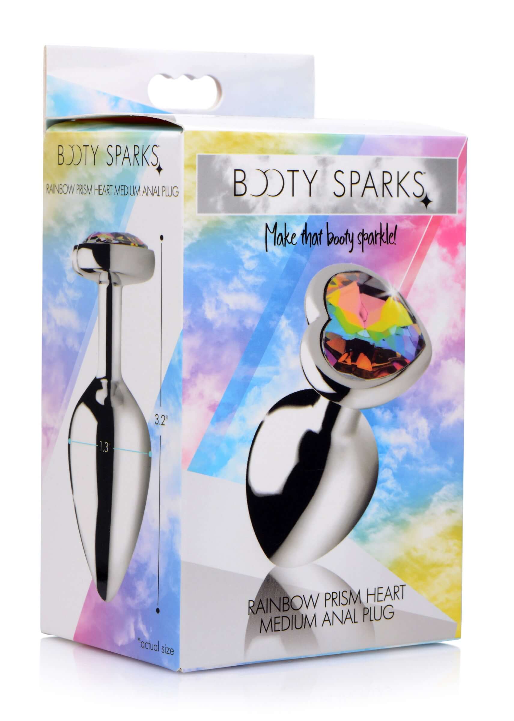 Rainbow Prism Heart Anal Plug - Medium-1