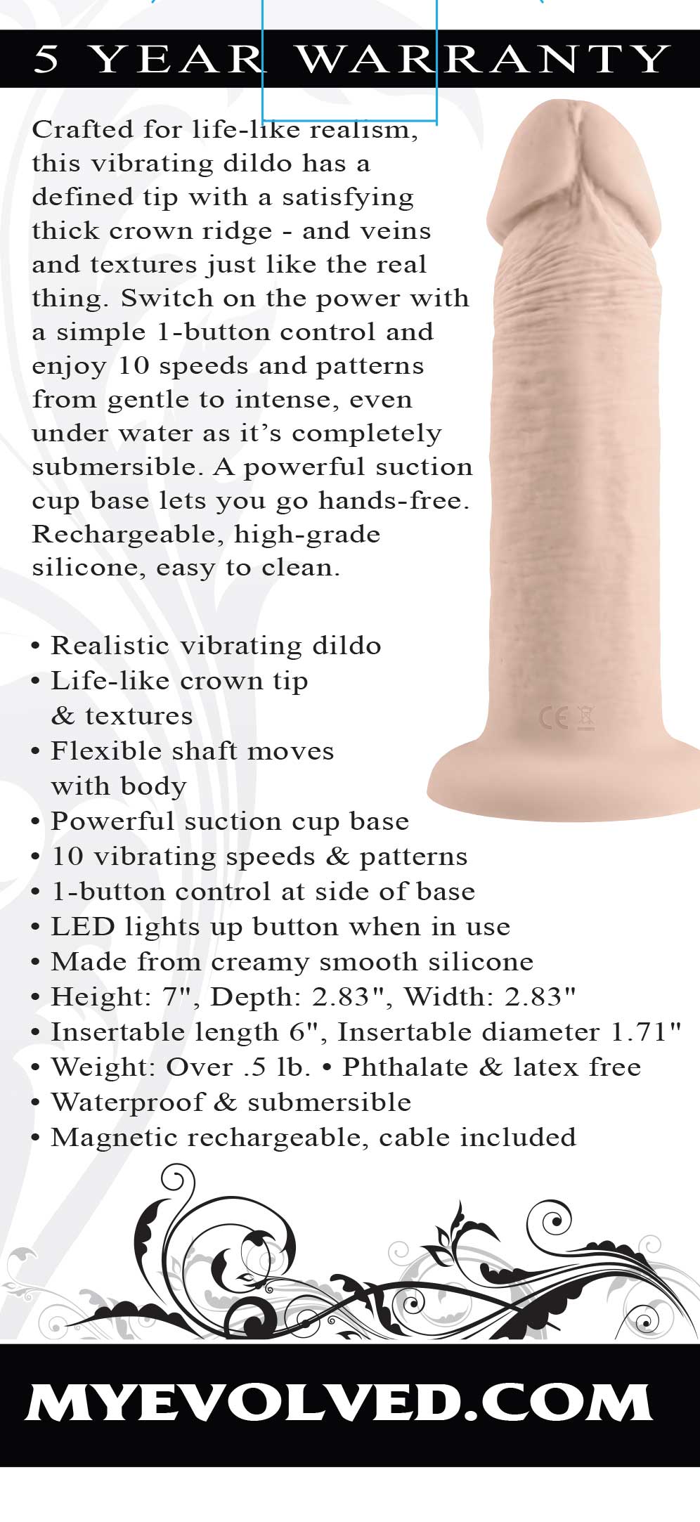 6 Inch Girthy Vibrating Dong - Light-2