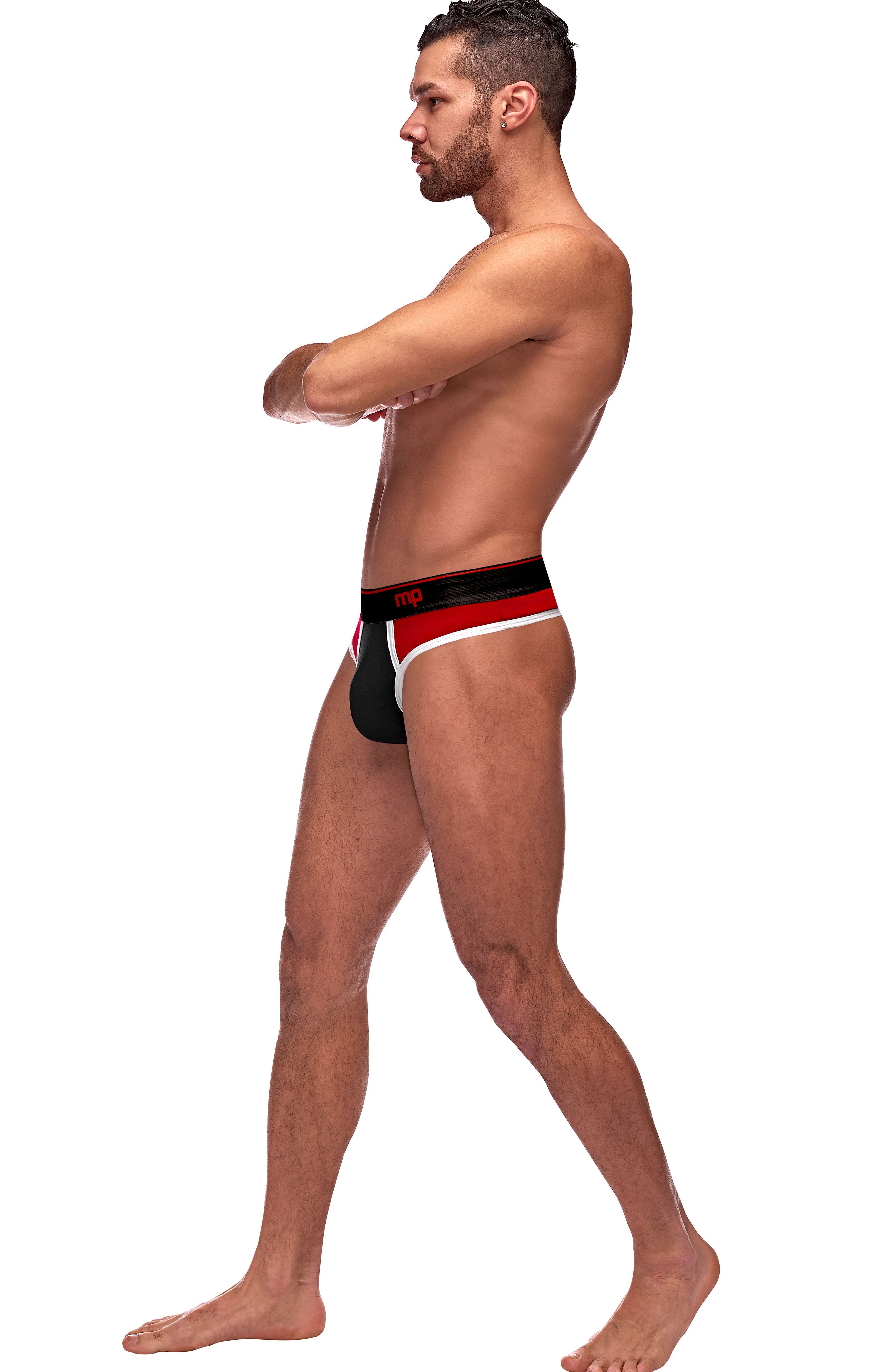 Retro Sport Panel Thong - L/ XL - Red/ Black