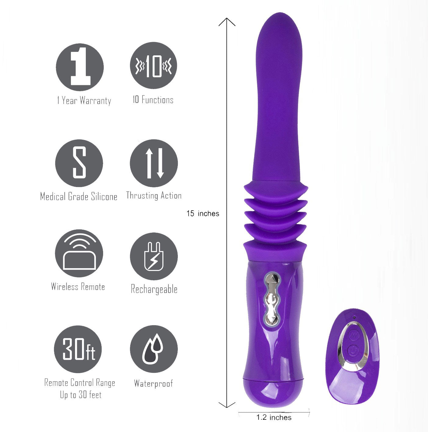 Monroe USB Rechargeable Silicone Thrusting  Portable Love Machine - Purple-3