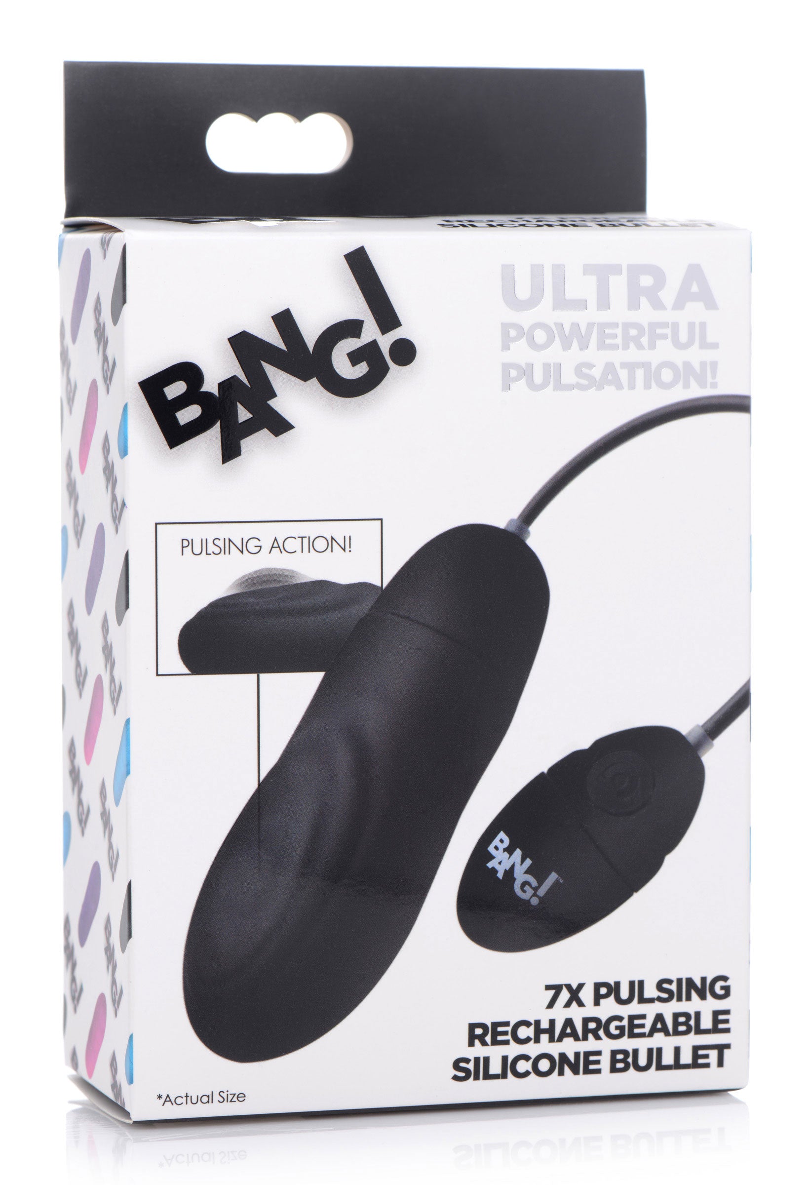 7x Pulsing Rechargeable Silicone Bullet- Black