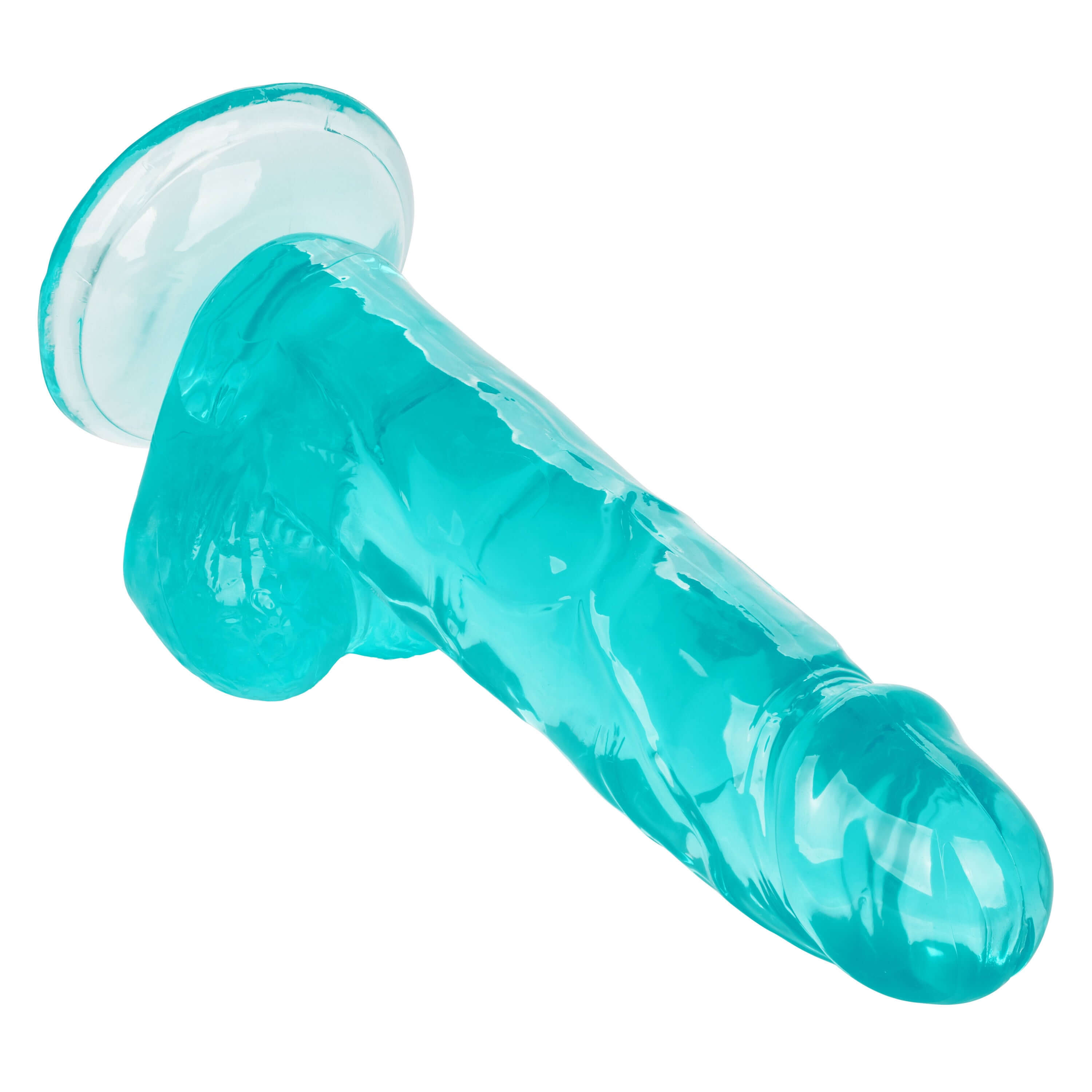 Blue 6-Inch Size Queen dildo with realistic design and suction base, offering a life-like feel for an enhanced experience.