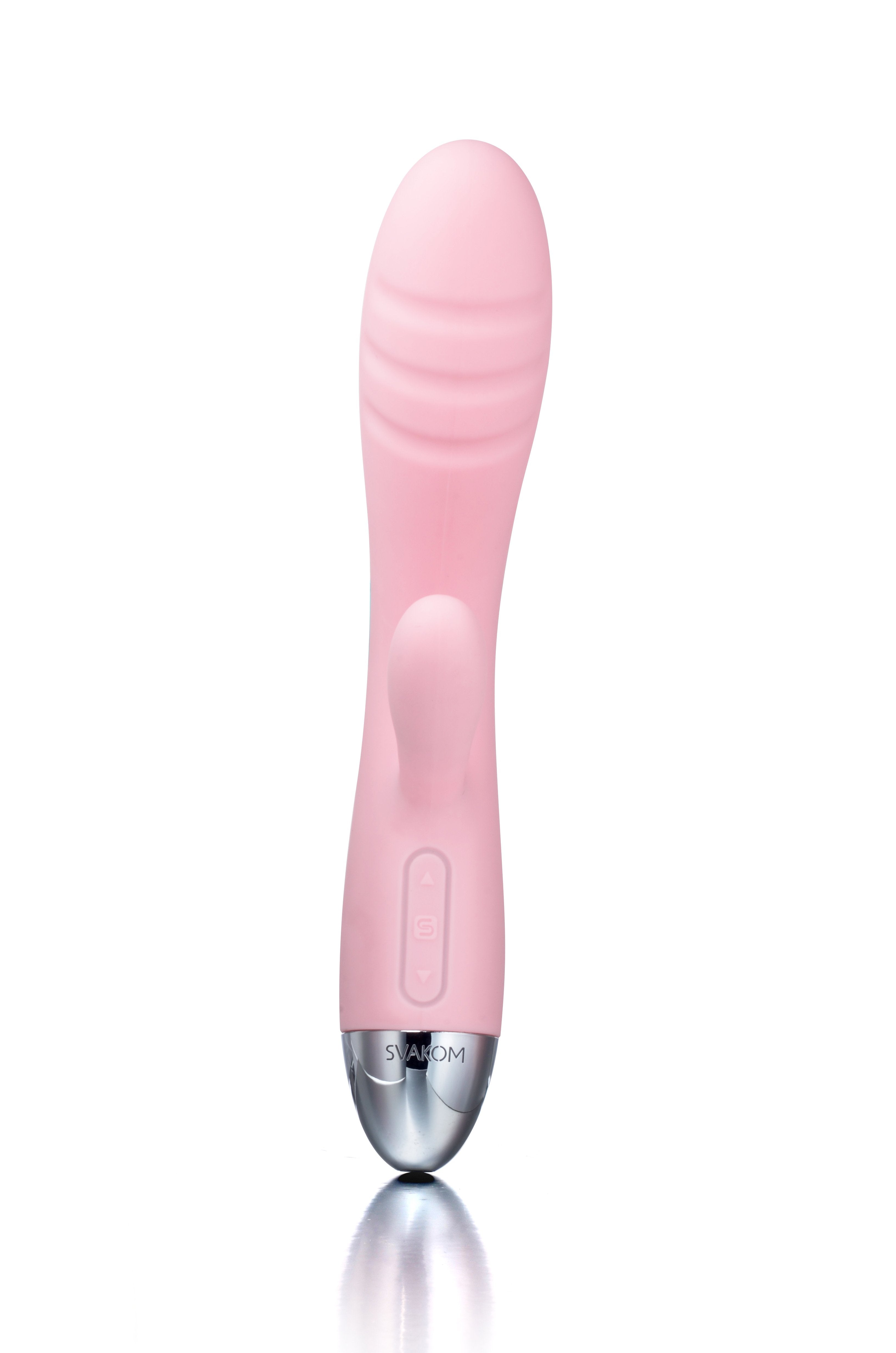 SVAKOM Barbara Rechargeable Ribbed Dual Stimulating Massager Pale Pink