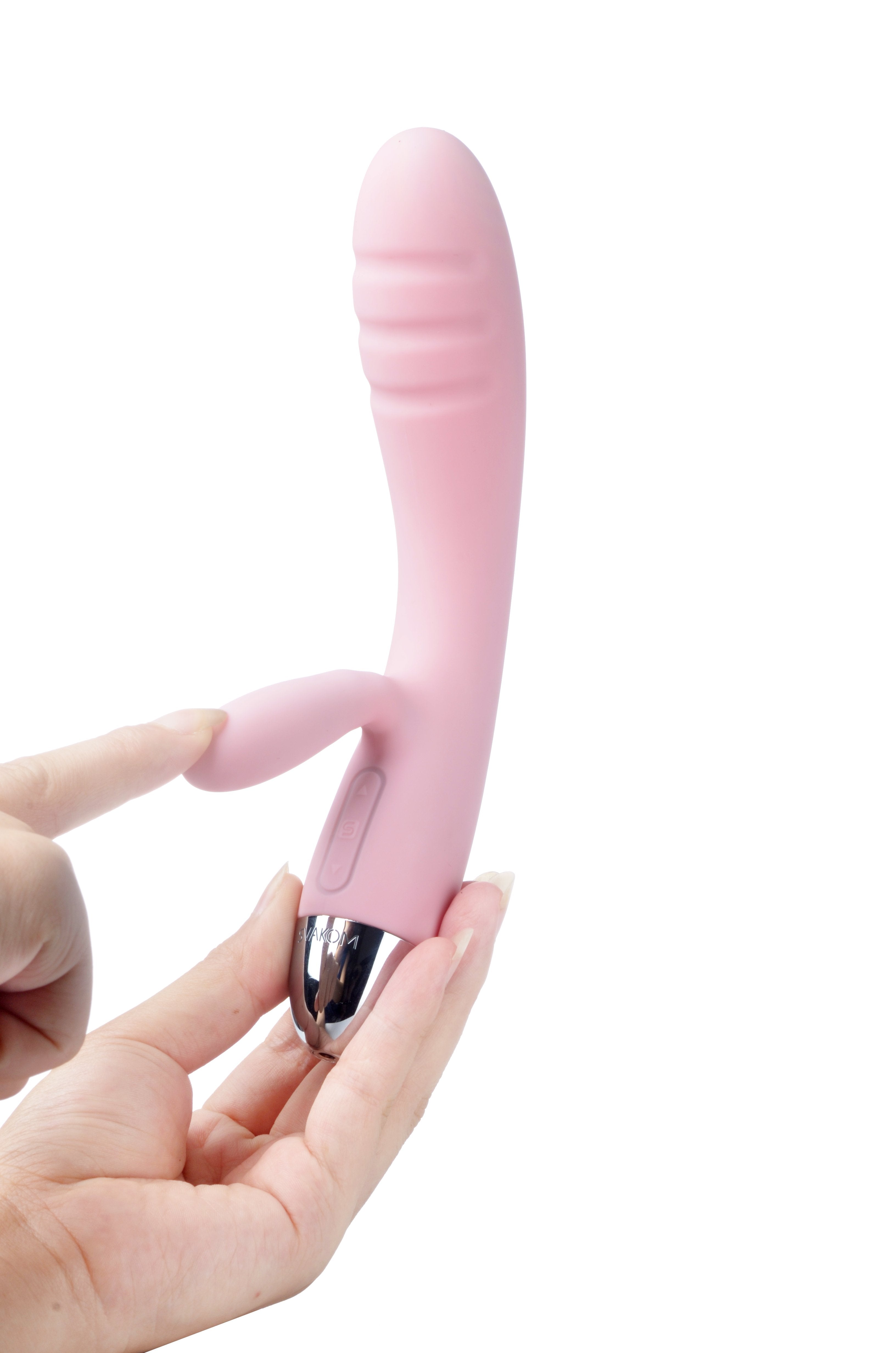 SVAKOM Barbara Rechargeable Ribbed Dual Stimulating Massager Pale Pink