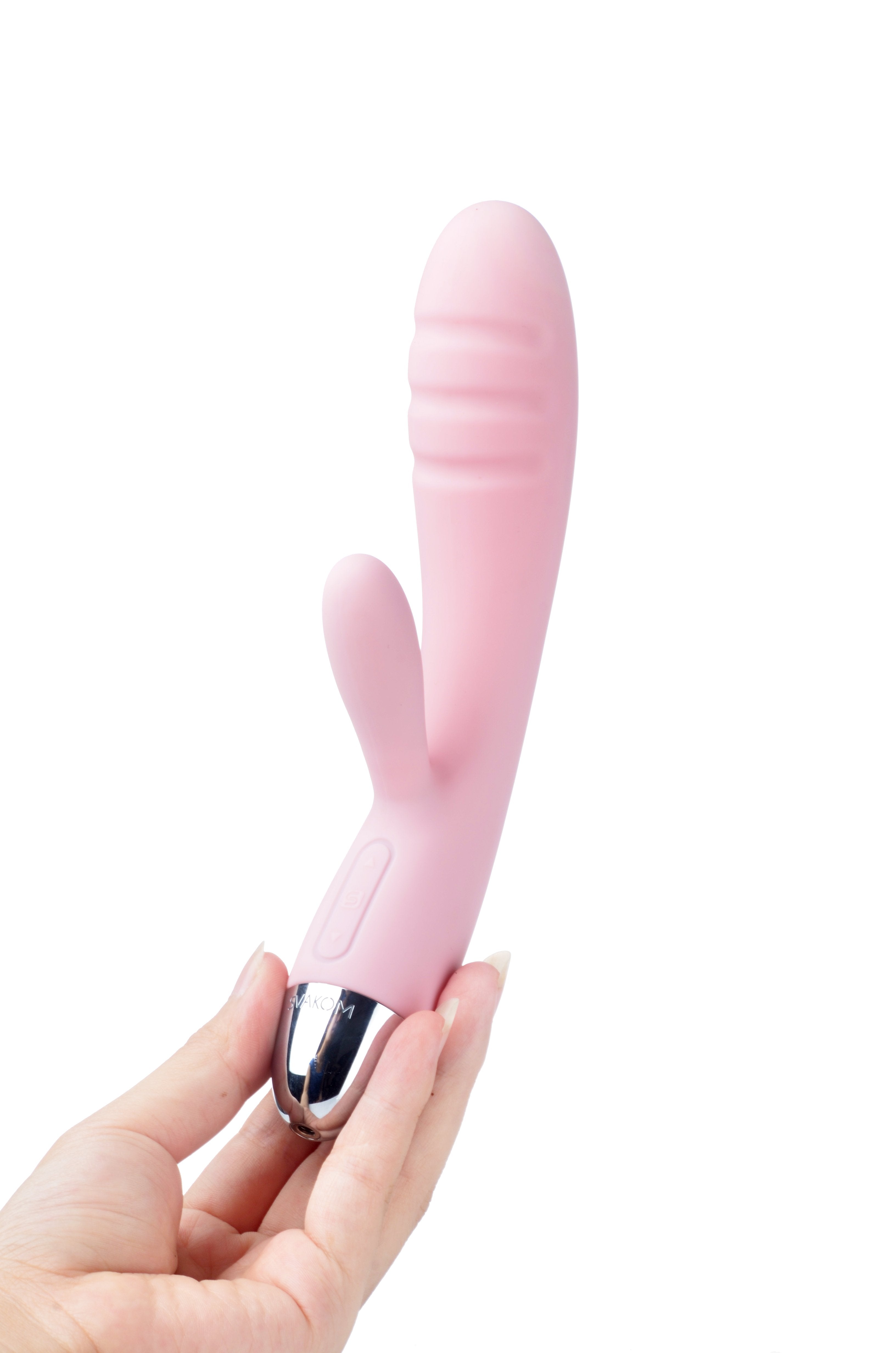 SVAKOM Barbara Rechargeable Ribbed Dual Stimulating Massager Pale Pink