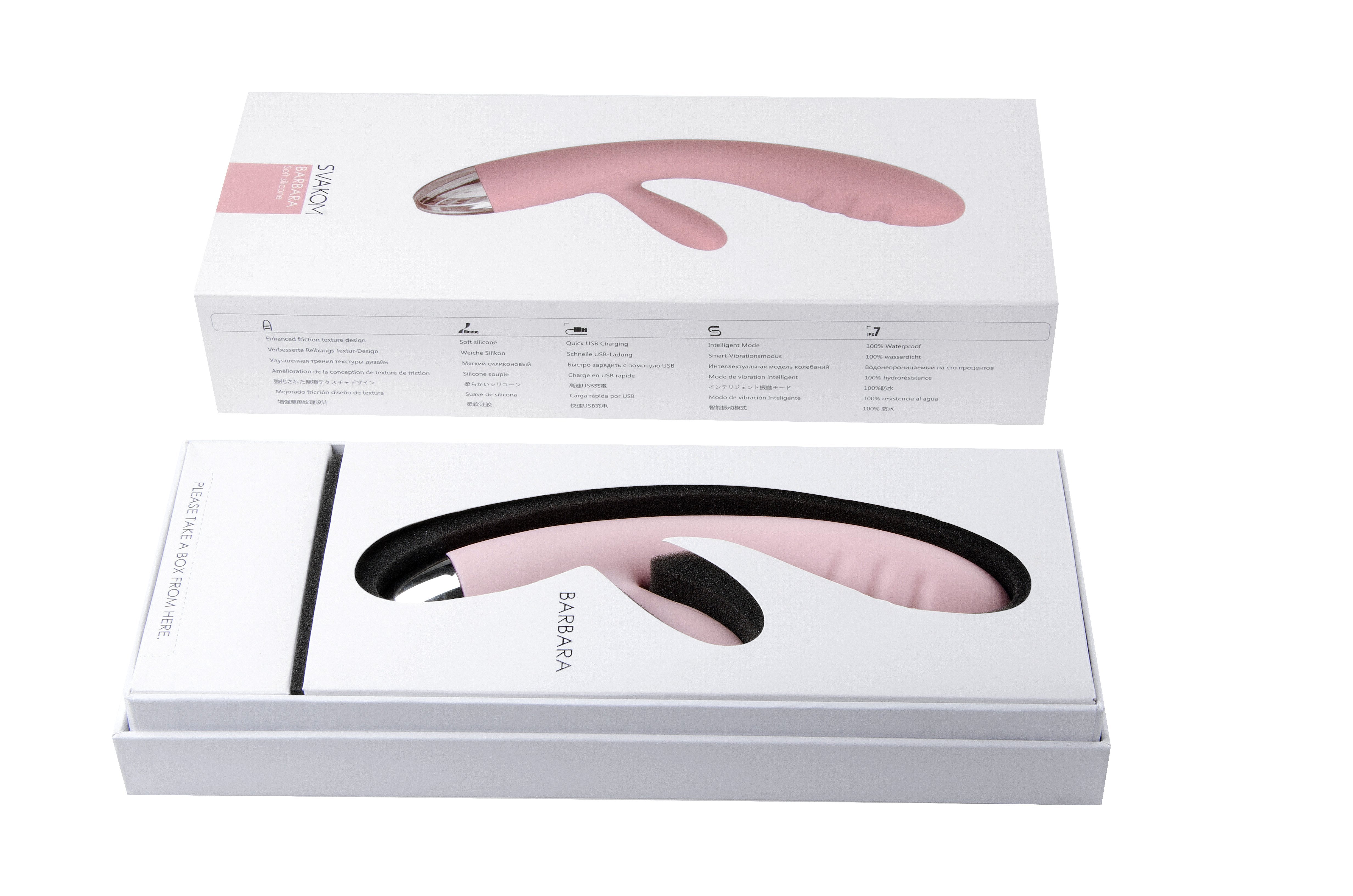 SVAKOM Barbara Rechargeable Ribbed Dual Stimulating Massager Pale Pink