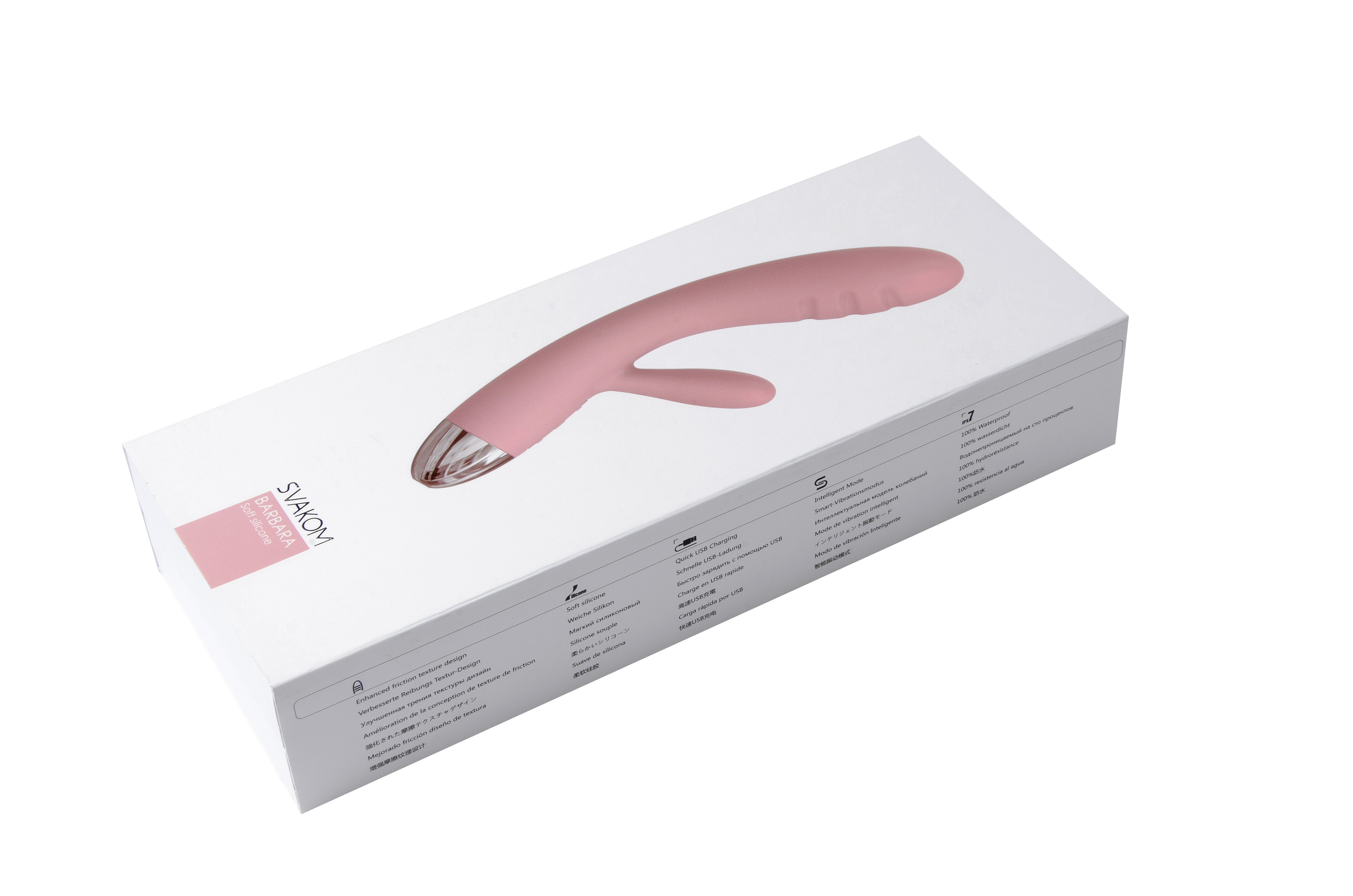 SVAKOM Barbara Rechargeable Ribbed Dual Stimulating Massager Pale Pink