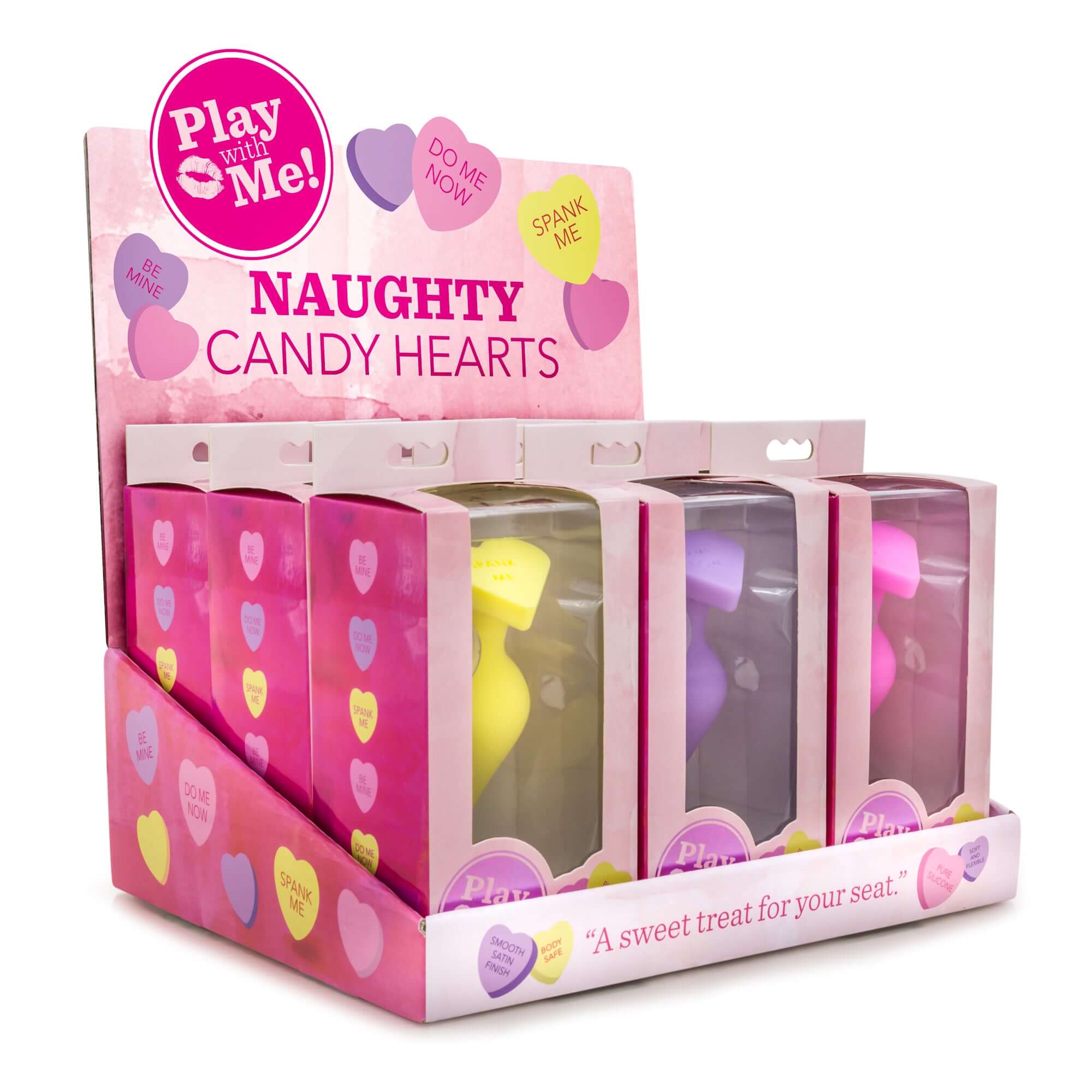 Naughty Candy Hearts Display - 9 Pieces - Assorted Colors-0