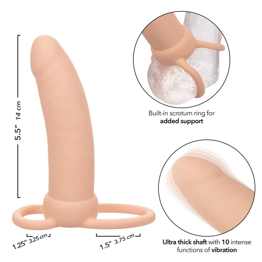 Performance Maxx Rechargeable Thick Dual Penetrator Ivory with Built-in Scrotum Ring and Ultra Thick Shaft