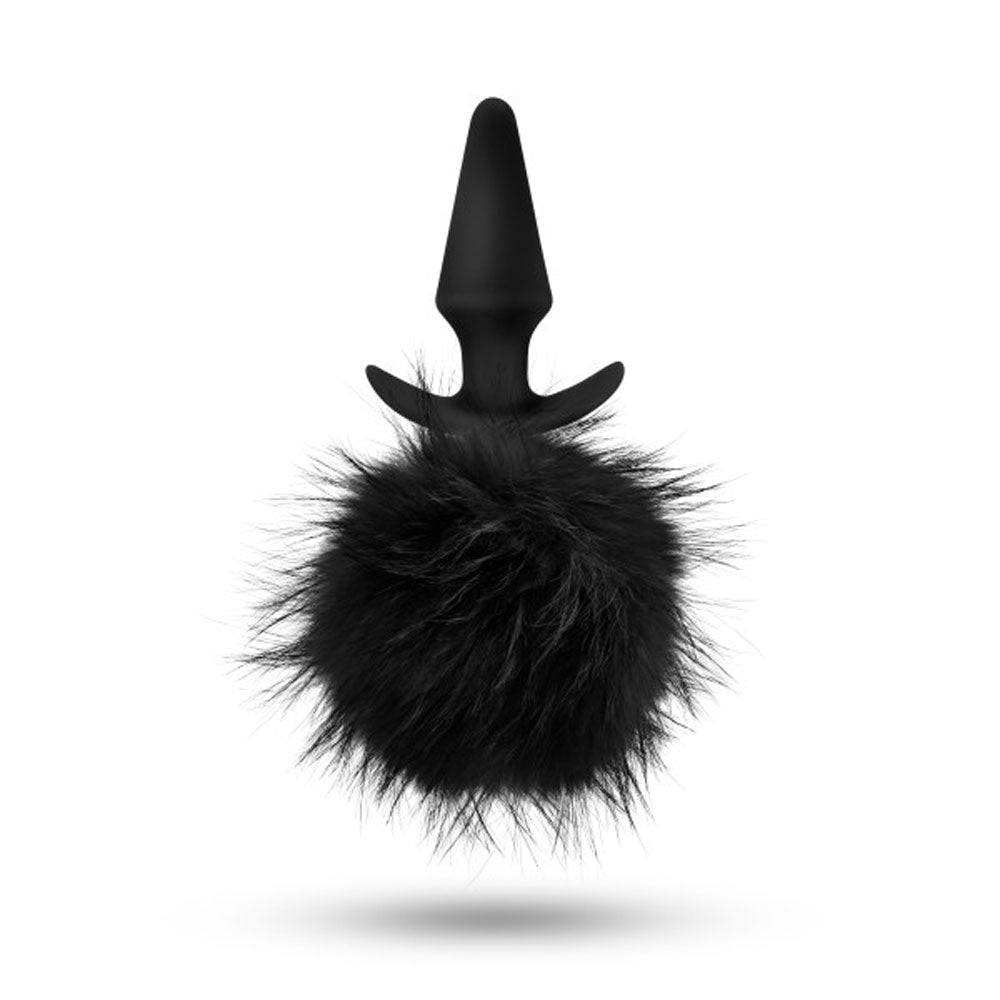 Anal Adventures - Platinum - Rabbit Tail  Plug -  Black