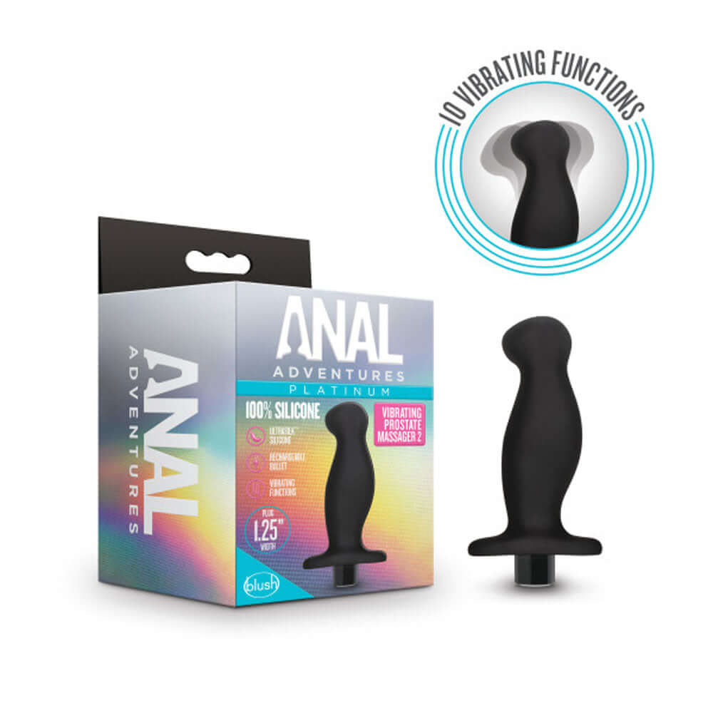 Anal Adventures - Platinum - Silicone Vibrating Prostate Massager 02 -Black-3