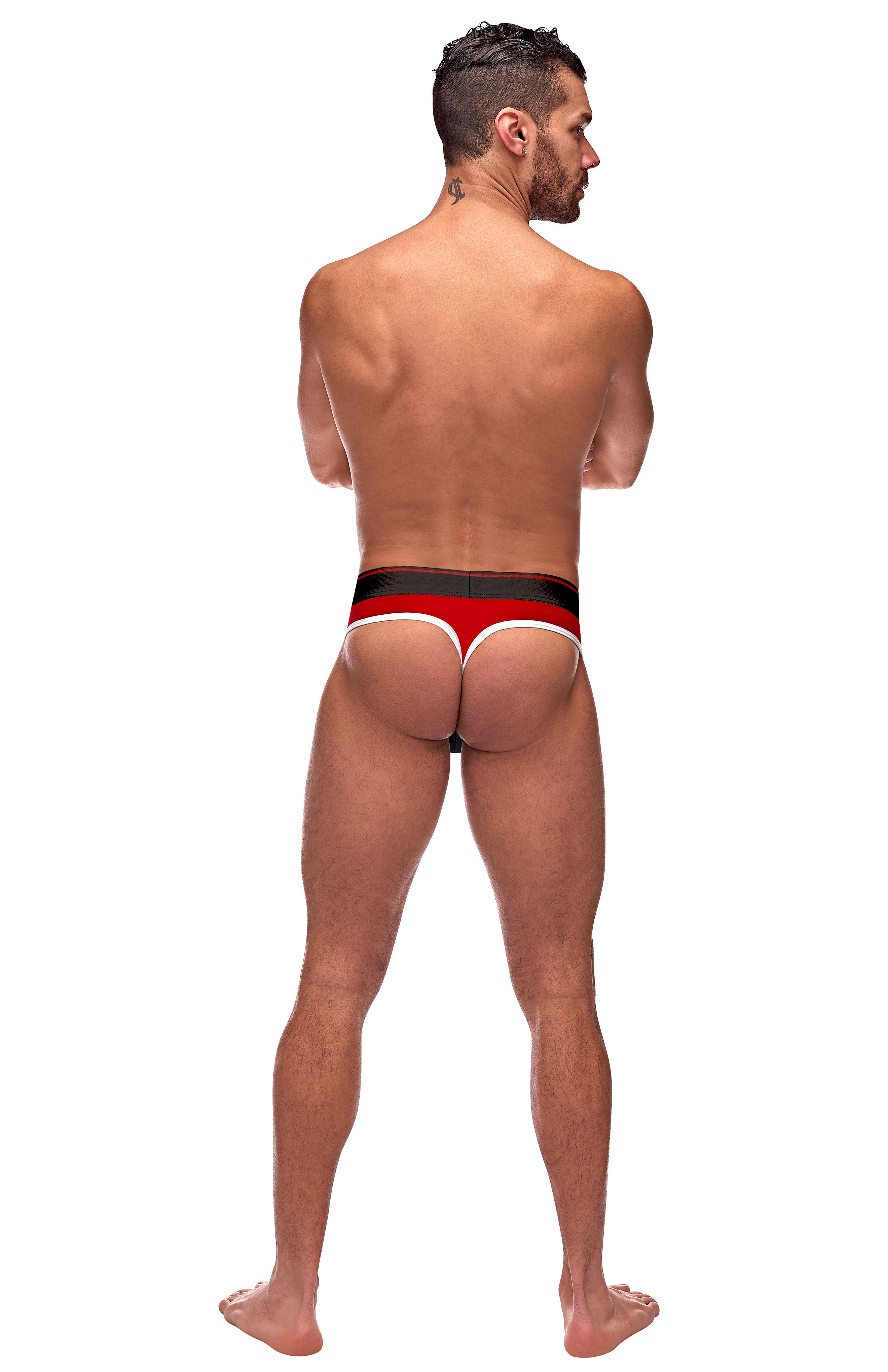 Retro Sport Panel Thong - L/ XL - Red/ Black