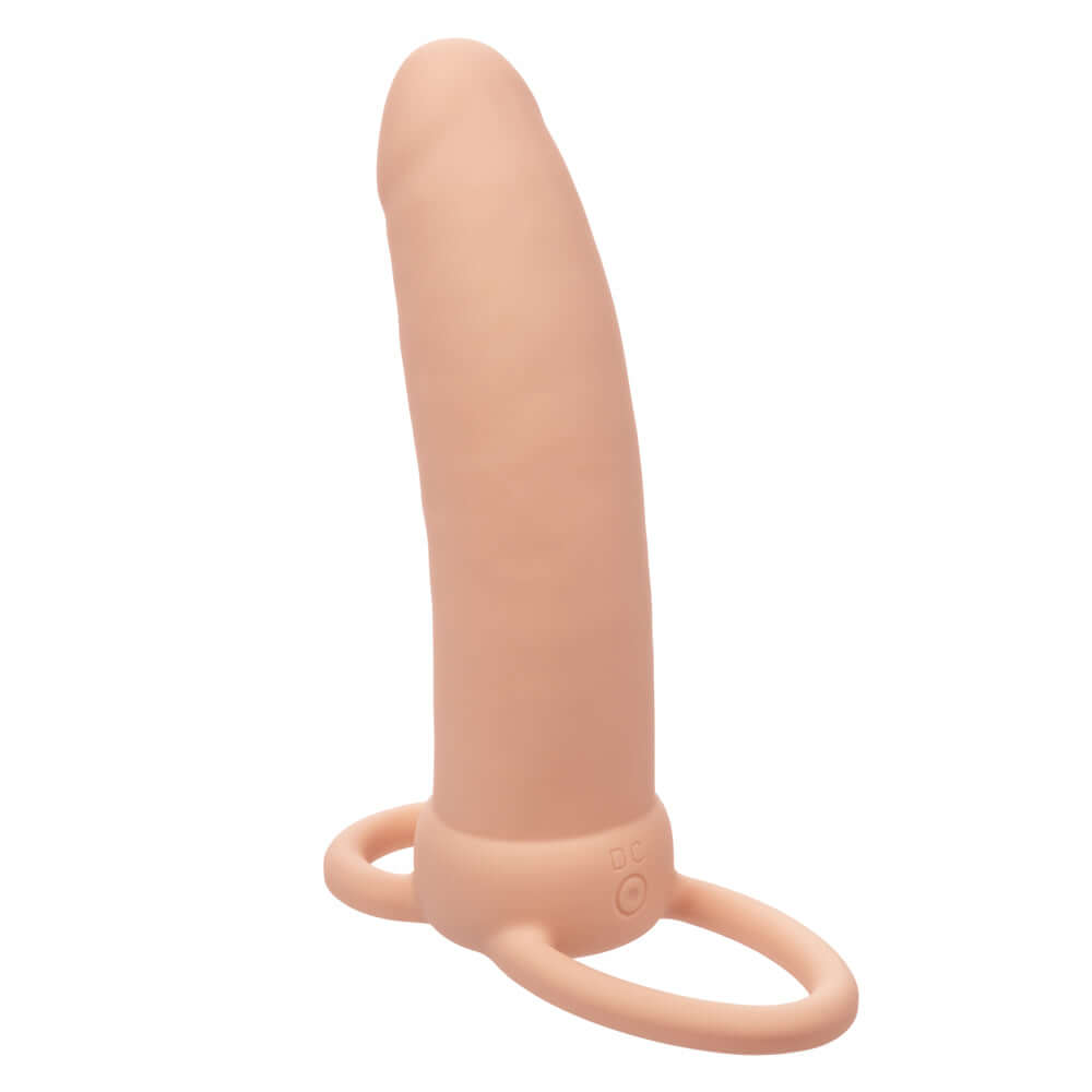 Performance Maxx Rechargeable Thick Dual Penetrator in Ivory color with dual rings for enhanced double penetration experience.