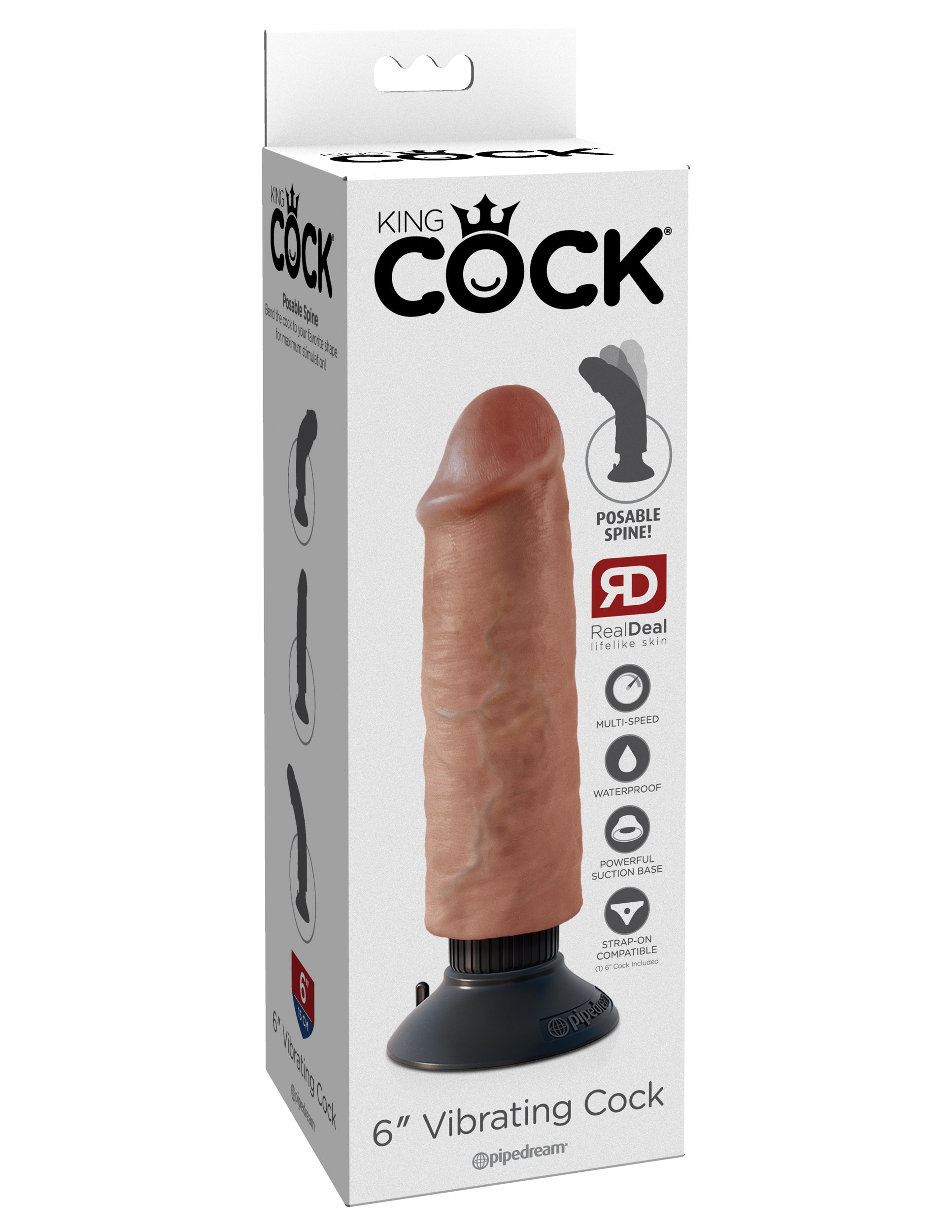 King Cock 6&quot; Vibrating Cock - Tan