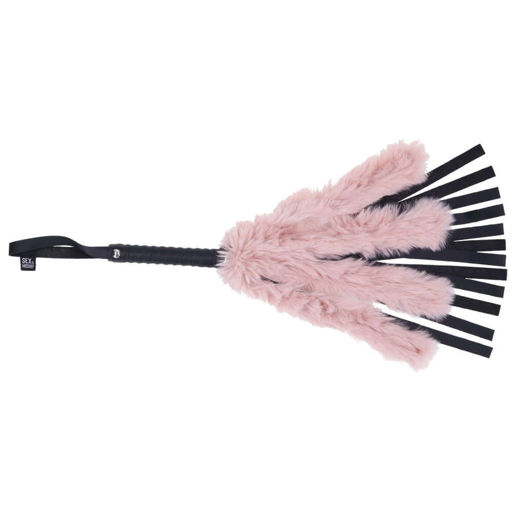 Brat Faux Fur Flogger - Pink/black-3