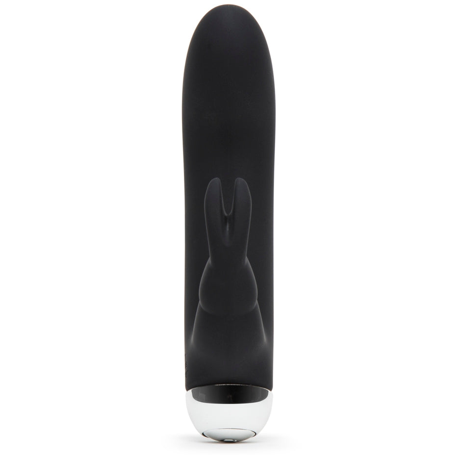 Fifty Shades of Grey Greedy Girl Mini Rabbit Vibrator in black, featuring bunny ears and a curved G-spot seeking shaft.