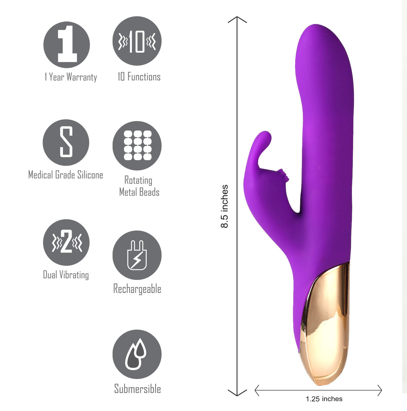 Karlin USB Rechargeable 10-Function Rabbit Vibrator - Purple-2