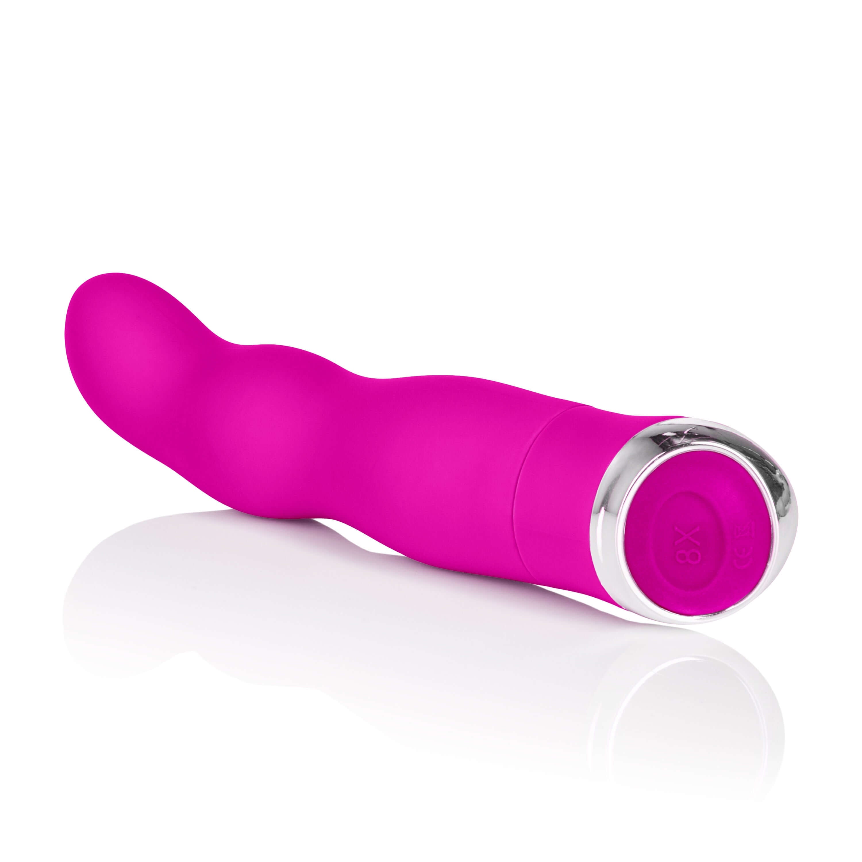 Pink 8 Function Classic Chic Curve massager with a smooth satin finish and decorative silver plating.