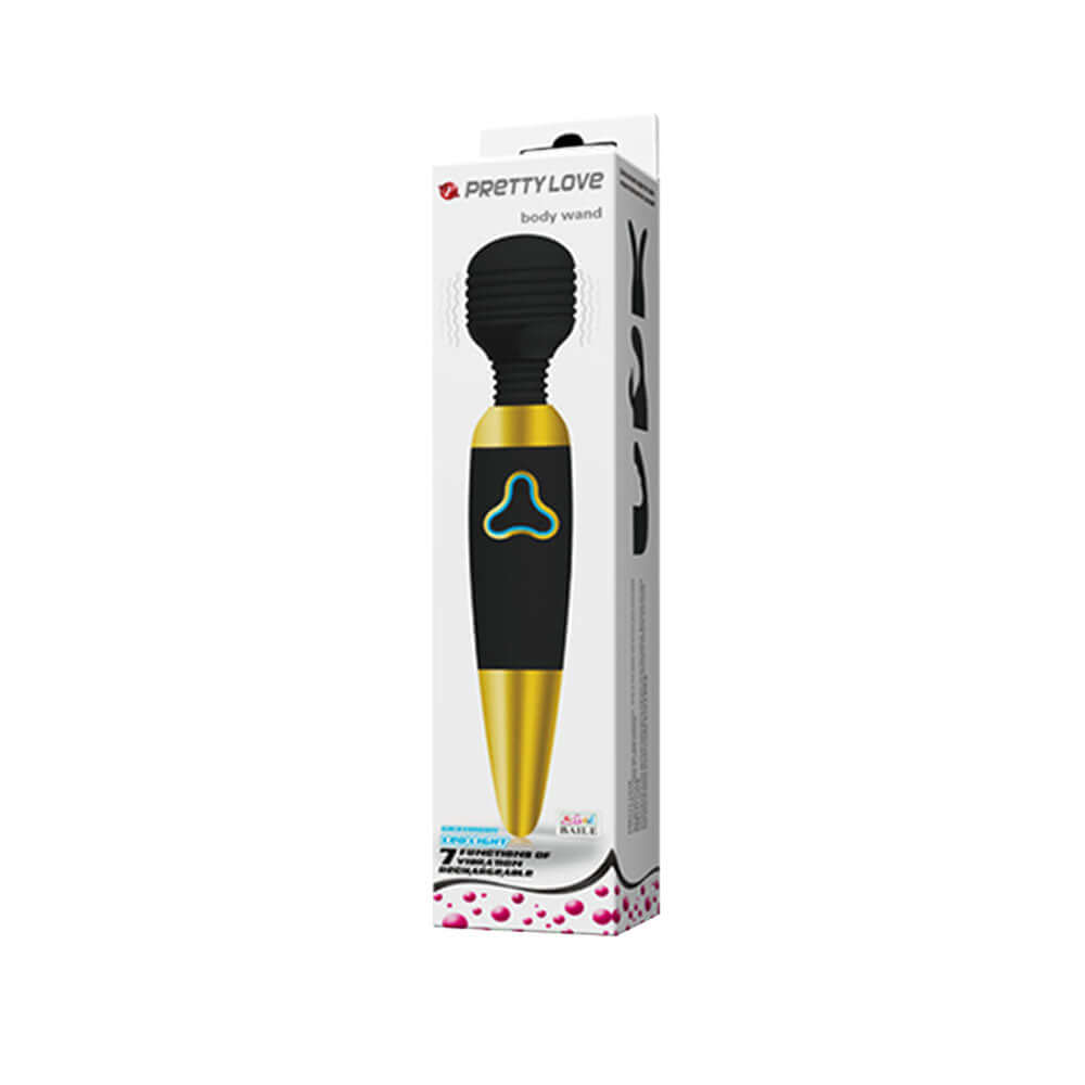 Pretty Love Body Wand With Led Light - Black and  Gold-3