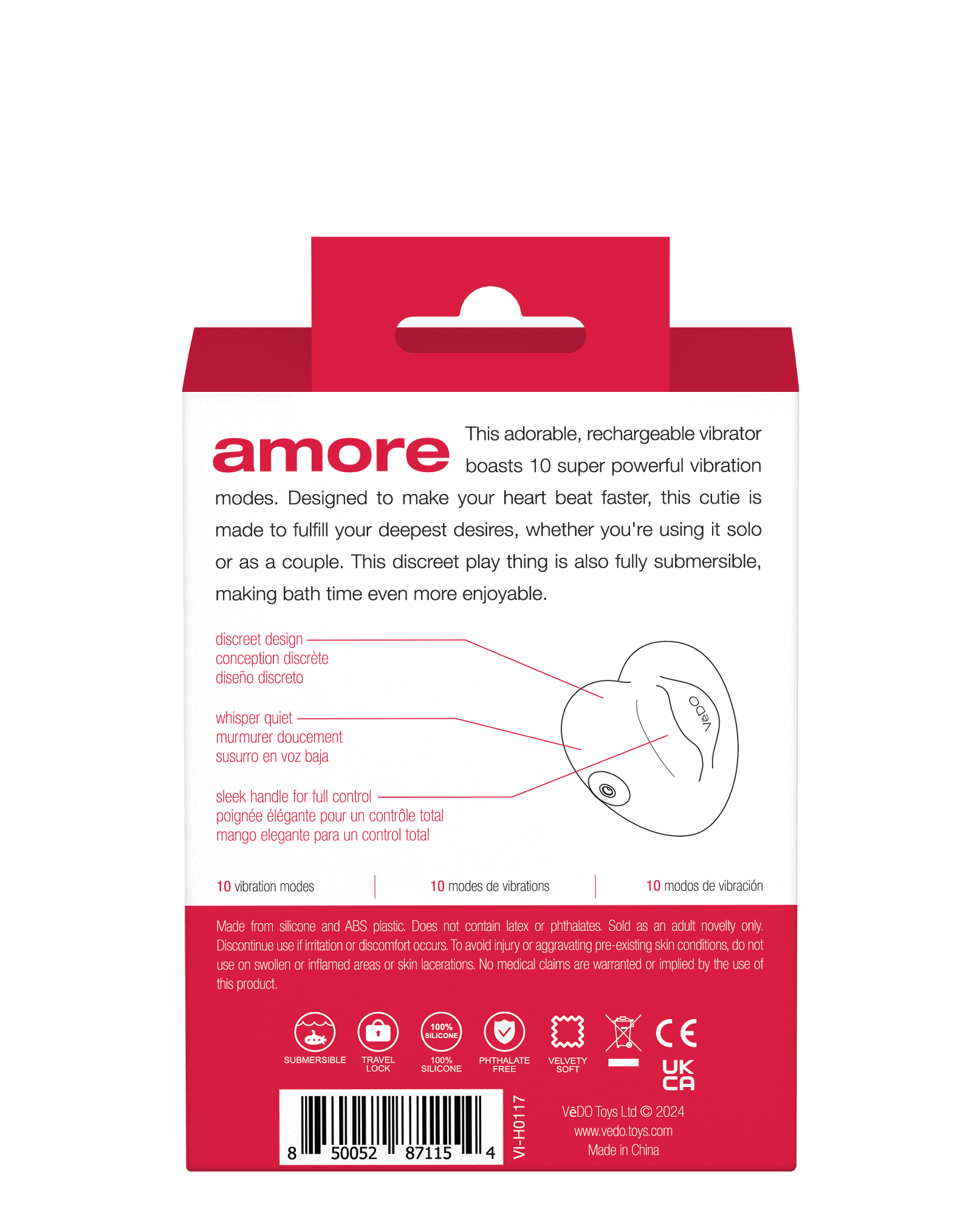 Amore Rechargeable Pleasure Vibe - Red-3