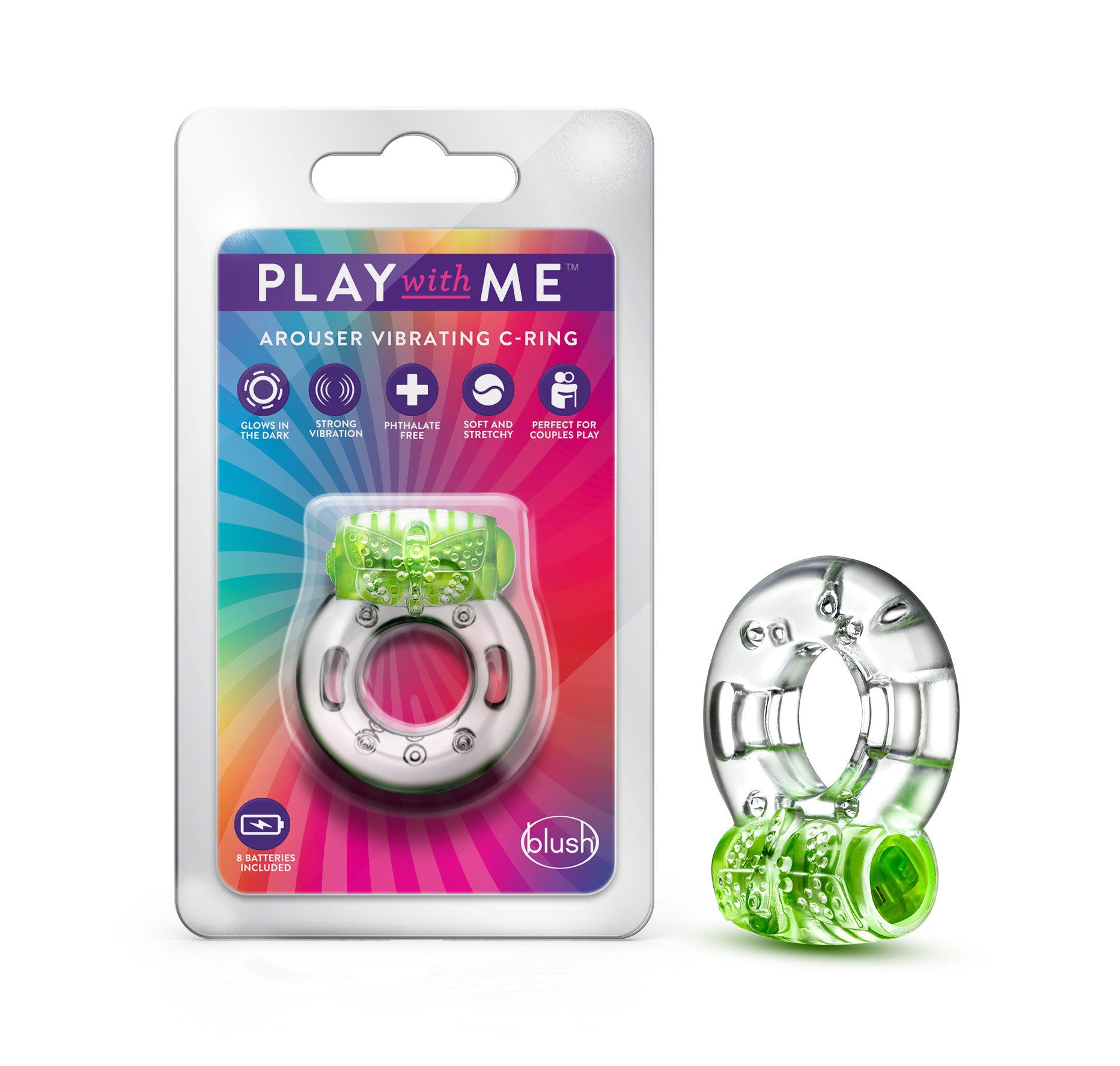 Play With Me - Arouser Vibrating C-Ring - Green