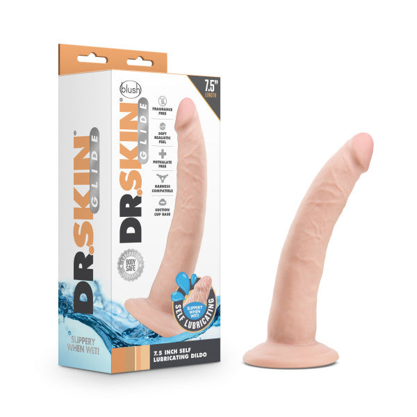 Dr. Skin Glide - 7.5 Inch Self Lubricating Dildo - Vanilla