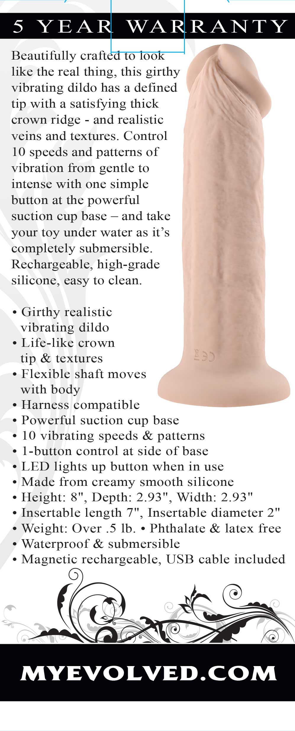 7 Inch Girthy Vibrating Dong - Light-4