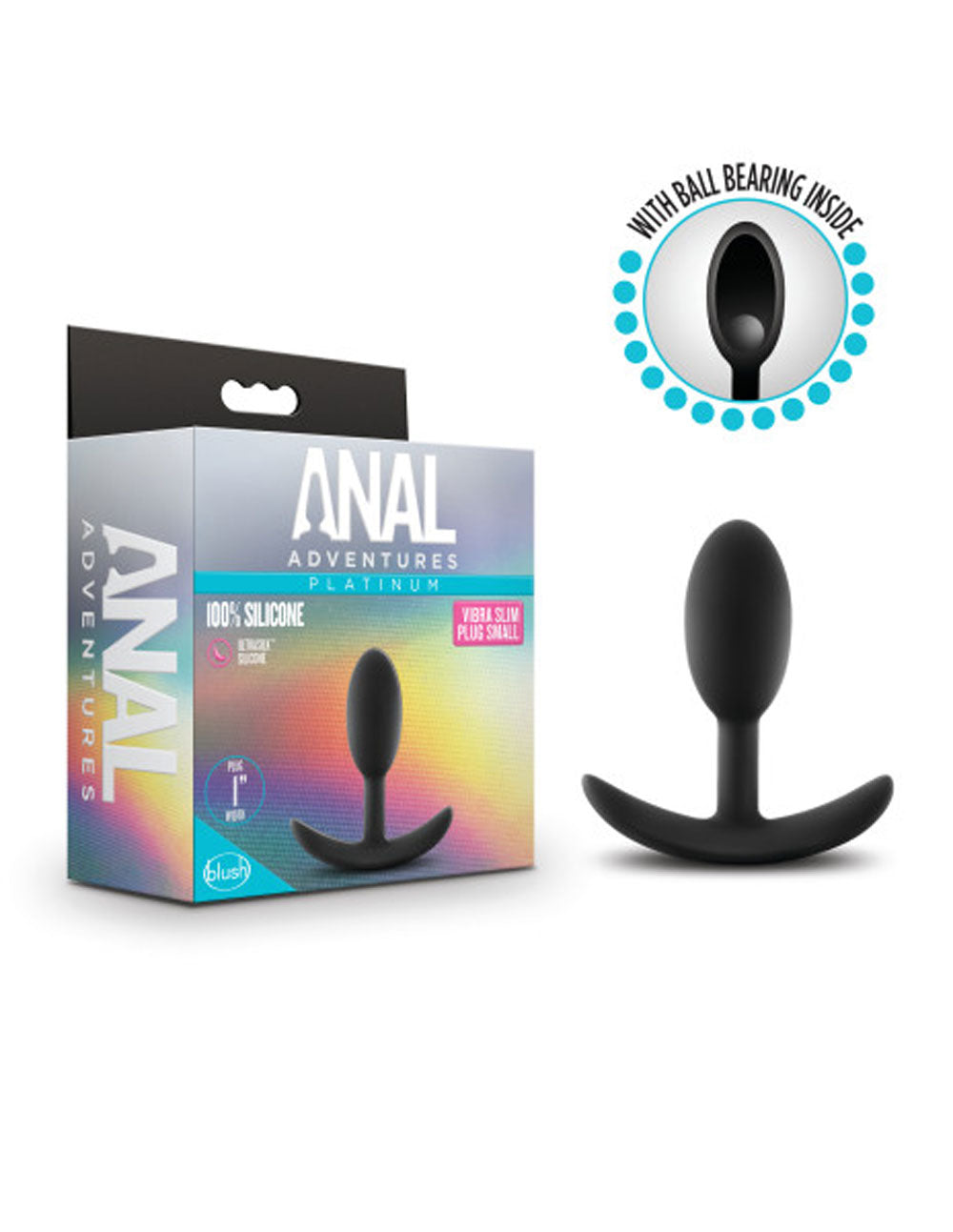 Anal Adventures - Platinum - Silicone Vibra Slim  Plug - Small - Black