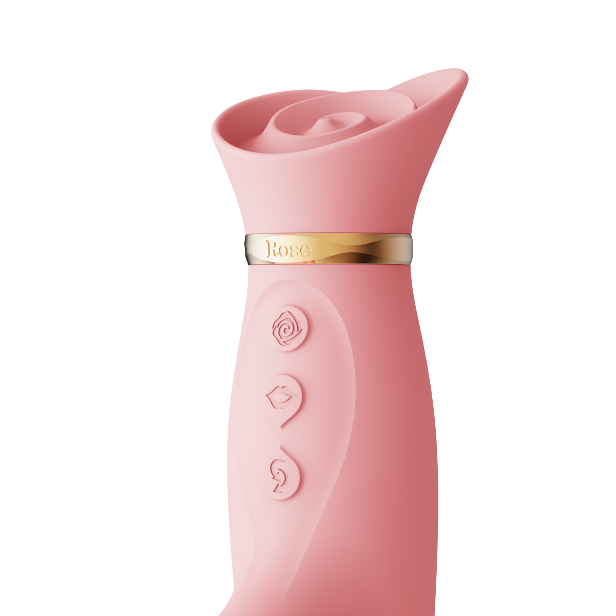 ZALO Rose Rabbit Thruster Strawberry Pink vibrator with clit suction feature and soft round head for internal massage.