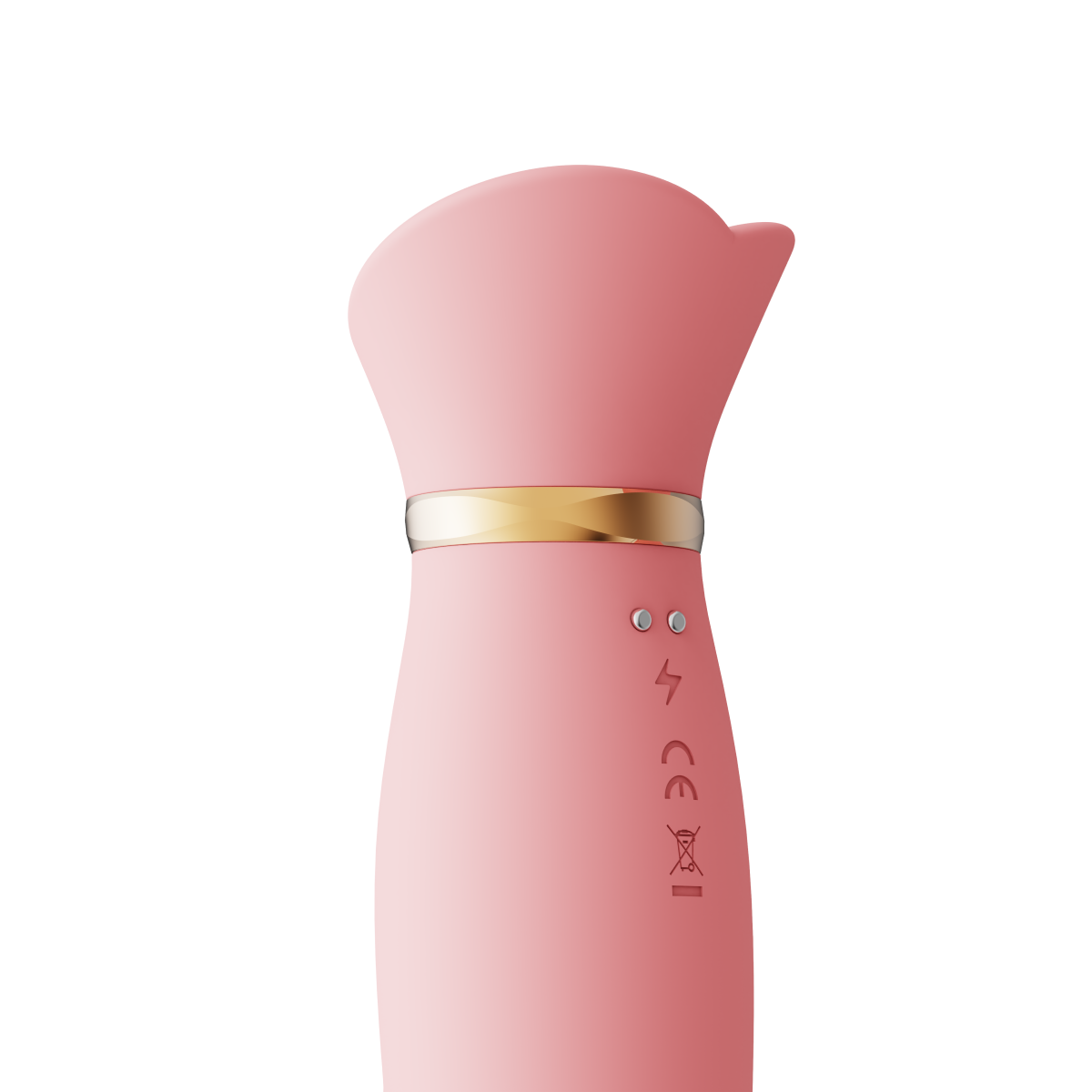 ZALO Rose Rabbit Thruster in strawberry pink with gold accents, designed for powerful internal and clitoral stimulation.