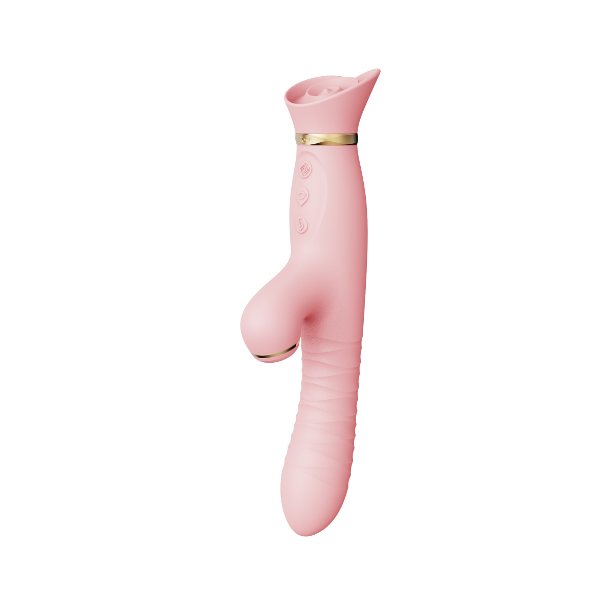 ZALO Rose Rabbit Thruster Strawberry Pink, a powerful stimulator with penetrating motion and clitoral suction for an all-over internal massage.