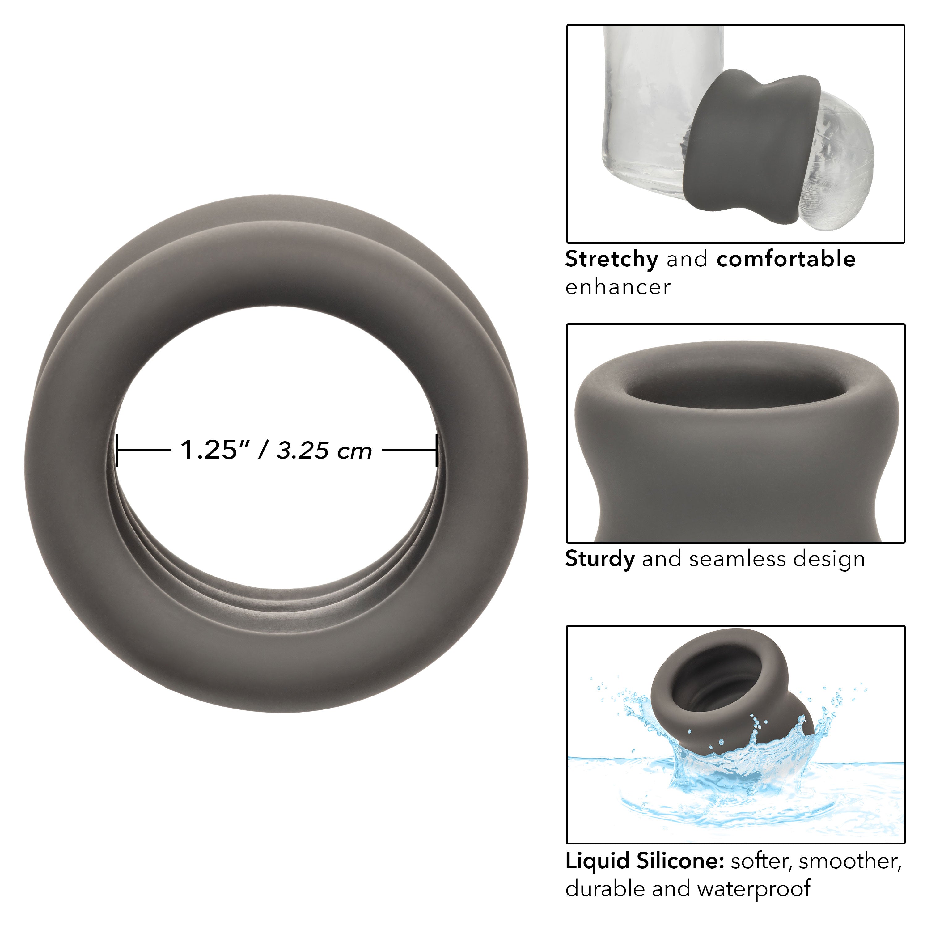 Alpha Liquid Silicone Scrotum Ring - Gray