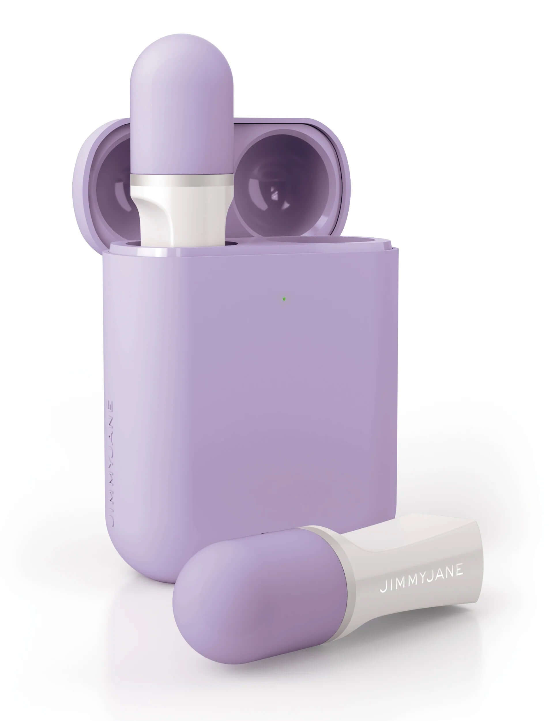 Jimmy Jane Hello Touch Pro Lilac Finger Massager with rechargeable travel case and silicone finger sleeves