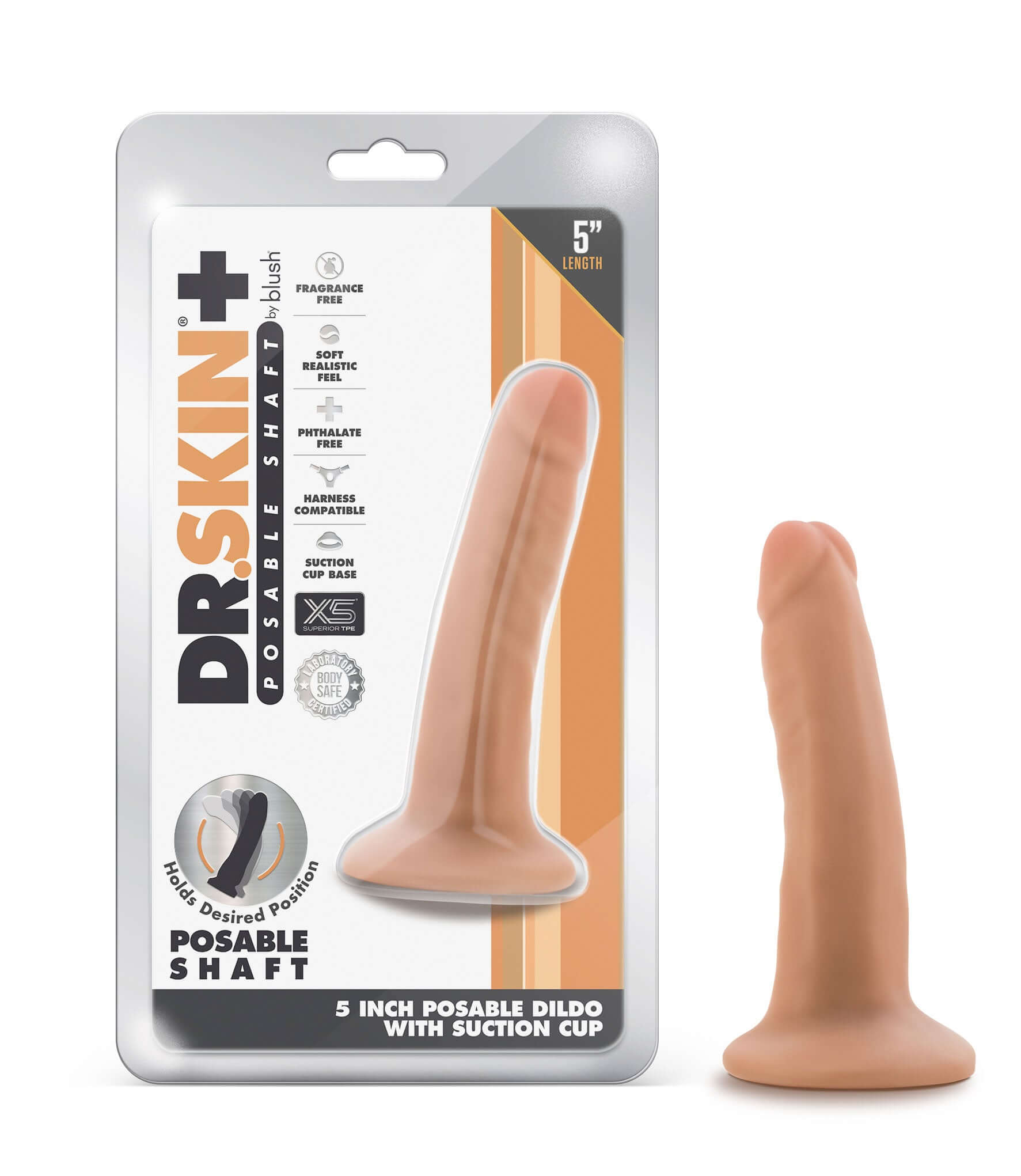 Dr. Skin Plus - 5 Inch Posable Dildo - Vanilla-3