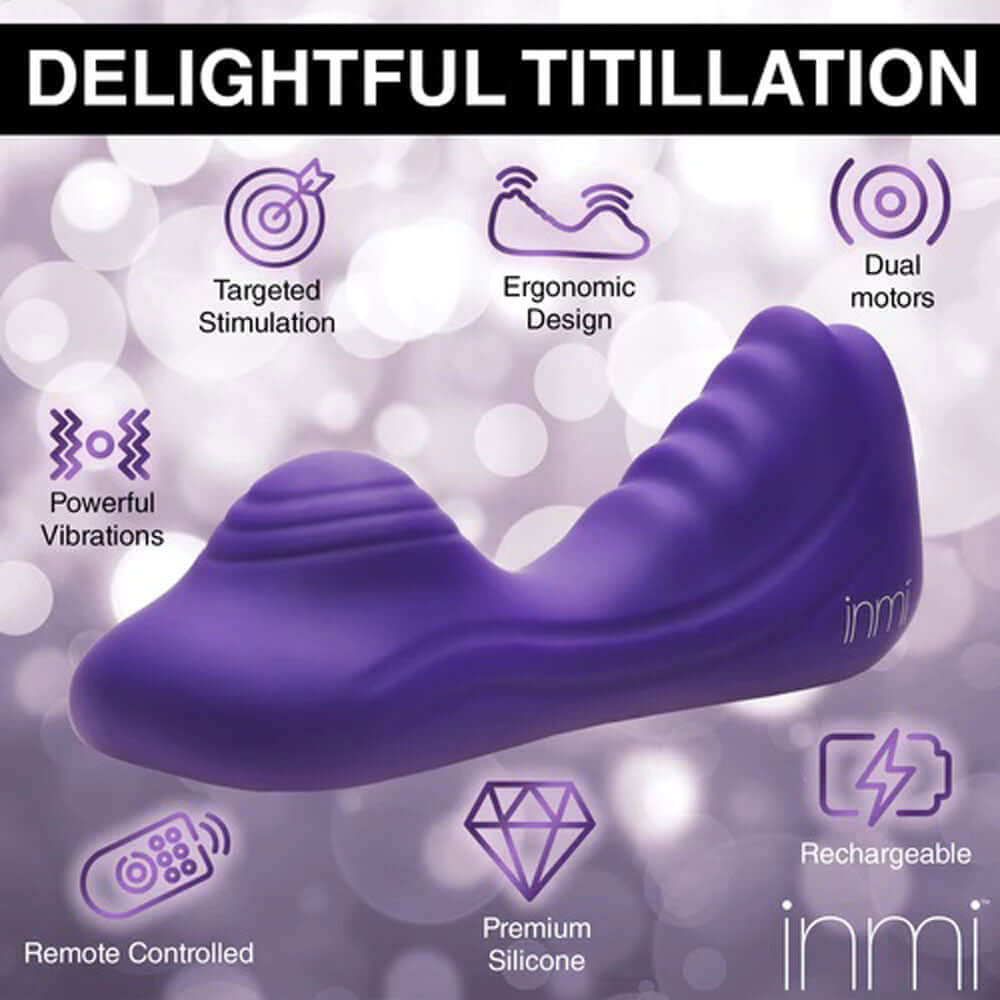 Vibrating Silicone Grinder in Purple with ergonomic design, dual motors, remote control, and powerful vibrations for targeted stimulation.