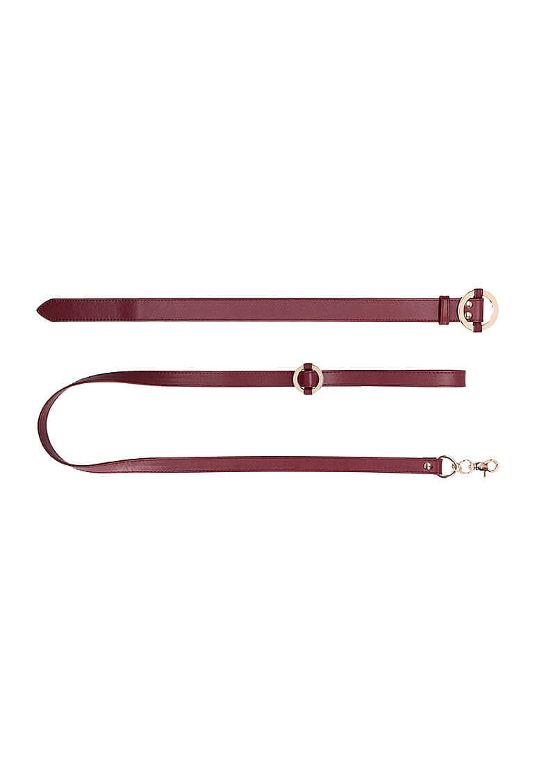 Ouch Halo - Collar With Leash - Burgundy-2