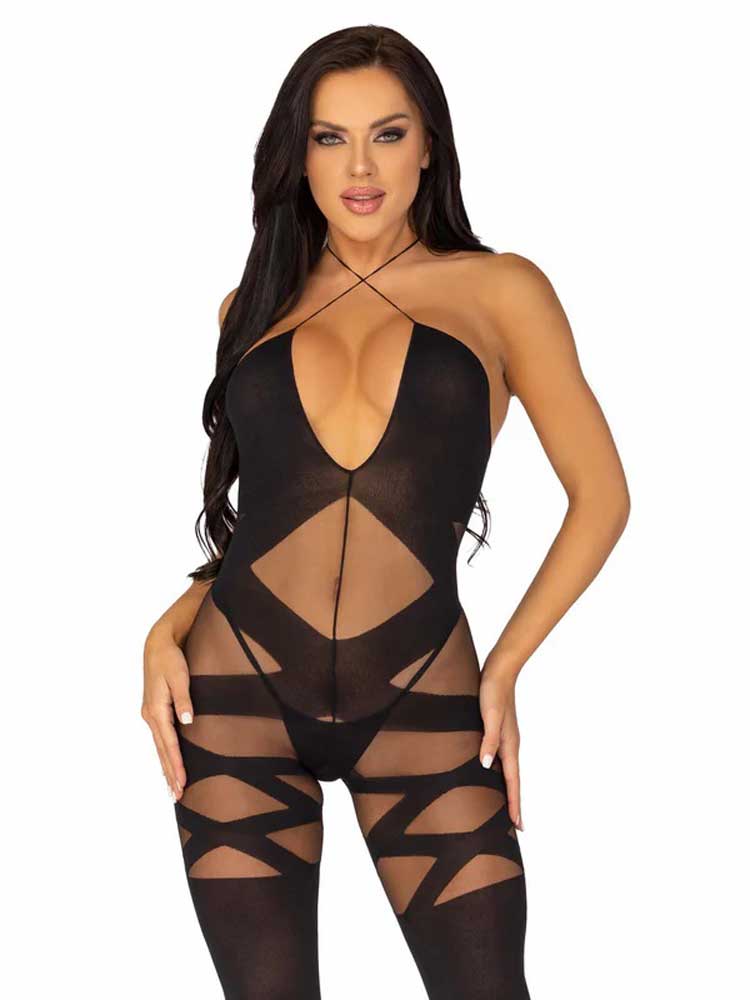 Feels Like Love Opaque Bodystocking - One Size -  Black-2